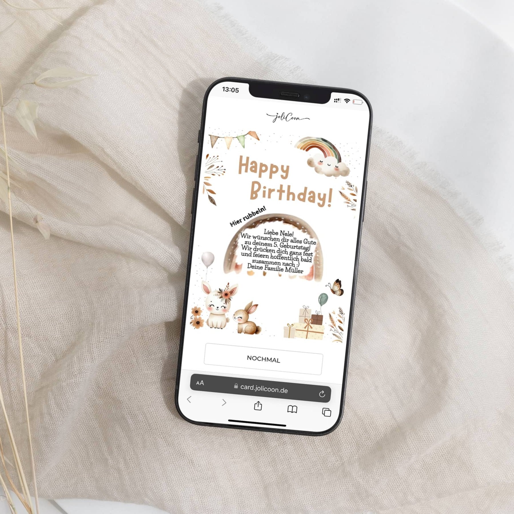 Happy Birthday digitale Rubbelkarte Kindergeburtstag Jolicoon