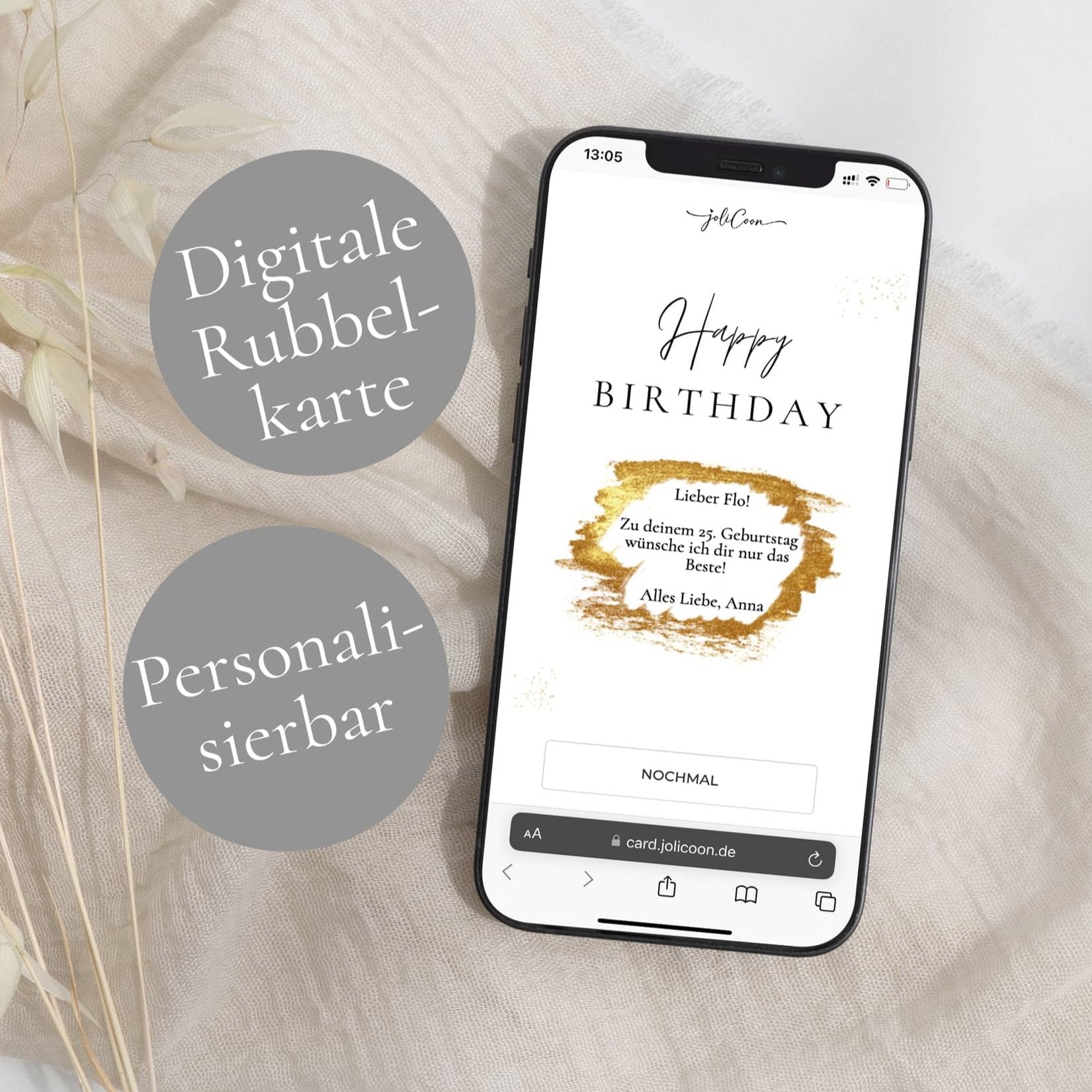 Happy Birthday digitale Geburtstagskarte personalisierbar JoliCoon
