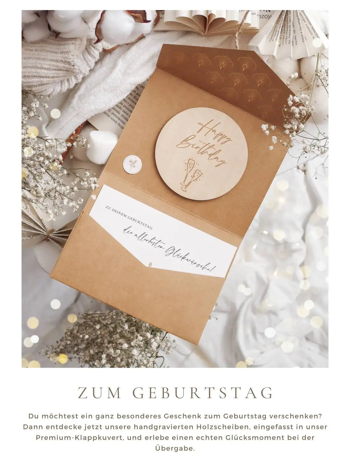 Happy Birthday Holzkarte - Geburtstagskarte Holz