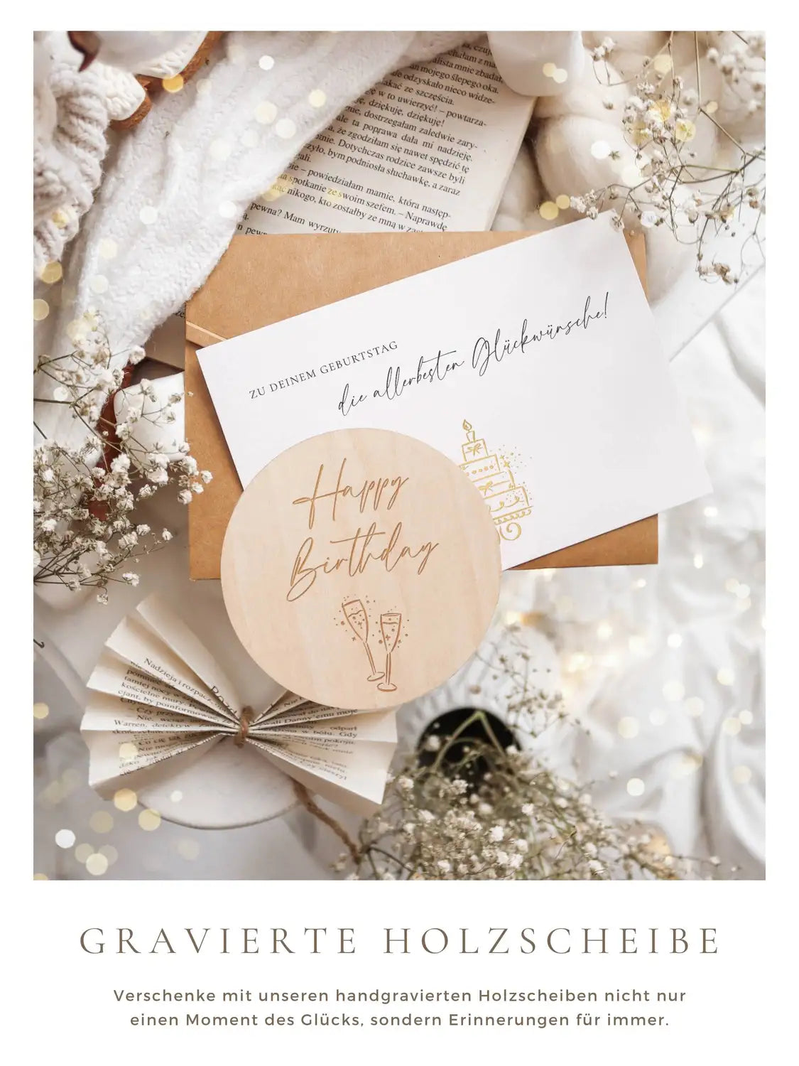 Happy Birthday Holzkarte - Geburtstagskarte Holz