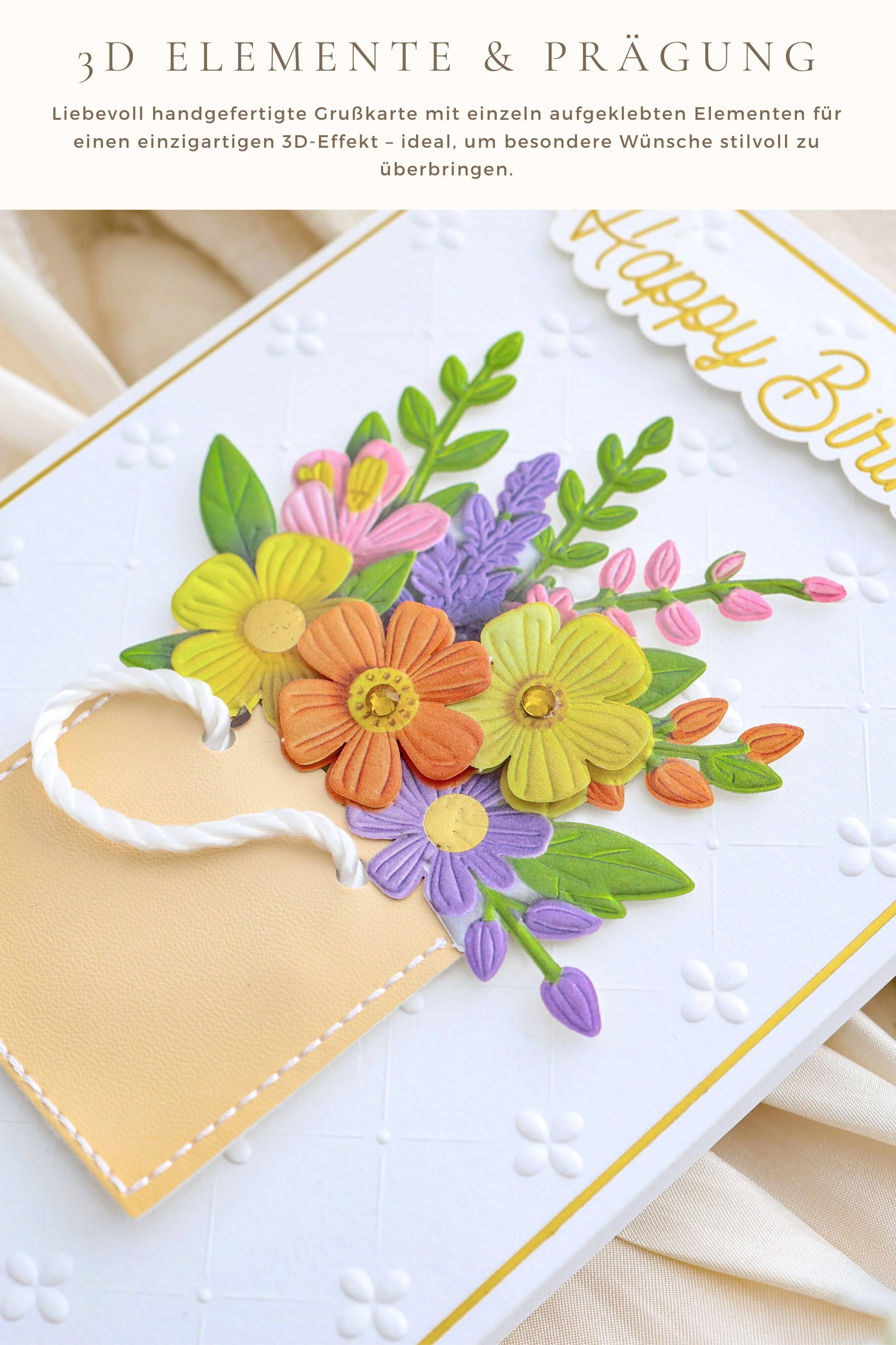 3D Geburtstagskarte SIGNATURE Happy Birthday Flowers
