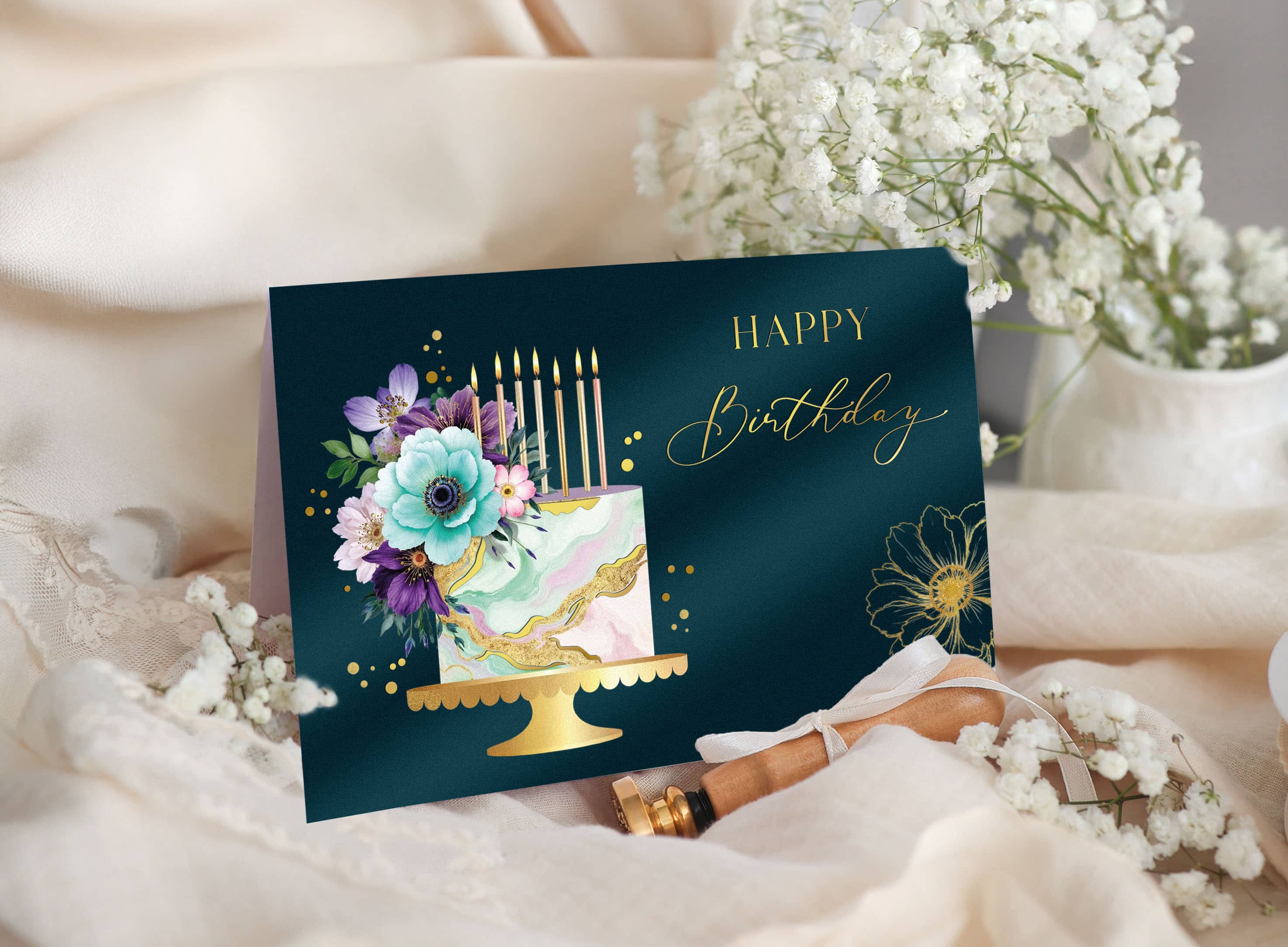 Geburtstagskarte ELEGANT Marble Cake