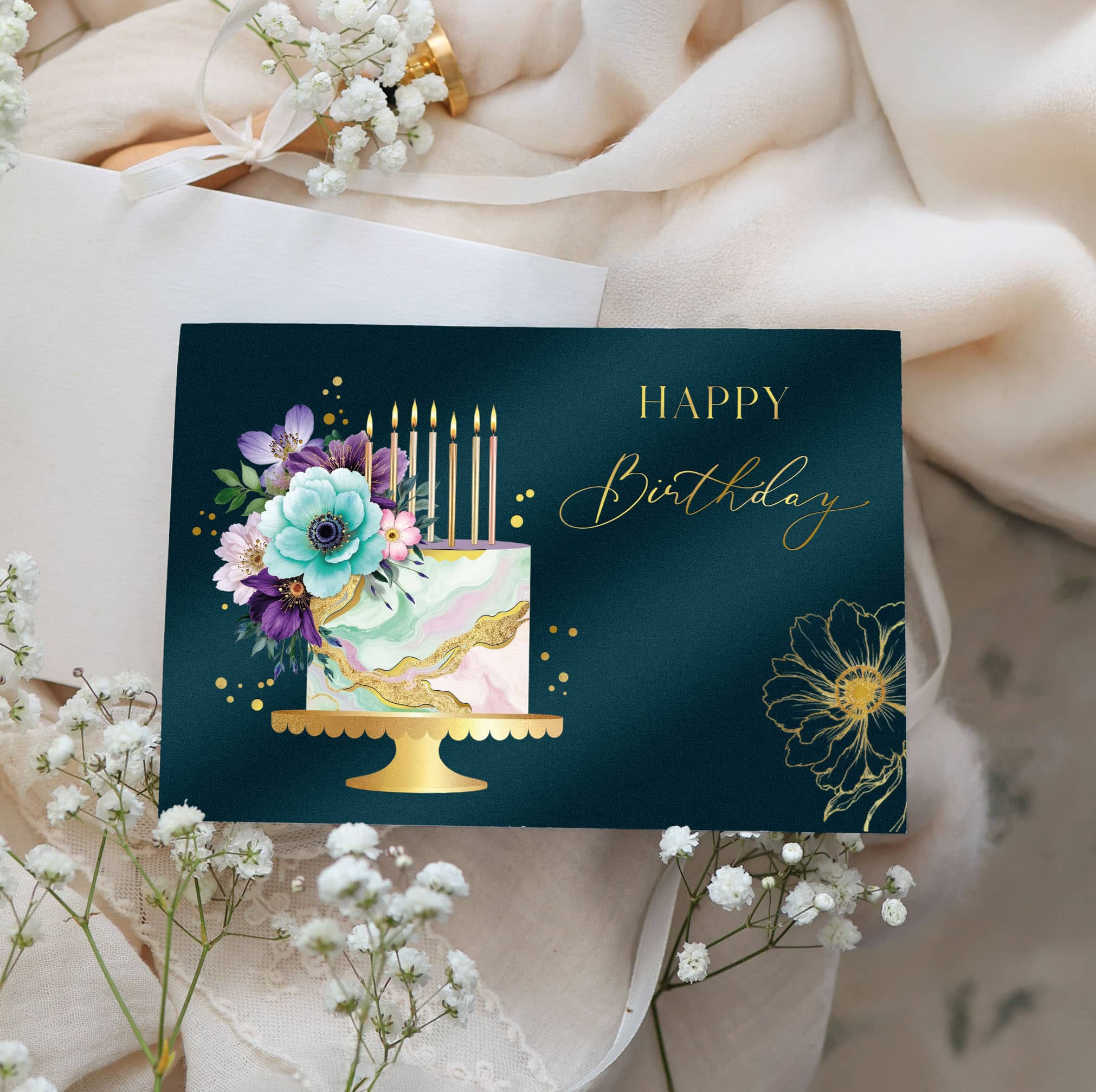 Geburtstagskarte ELEGANT Marble Cake