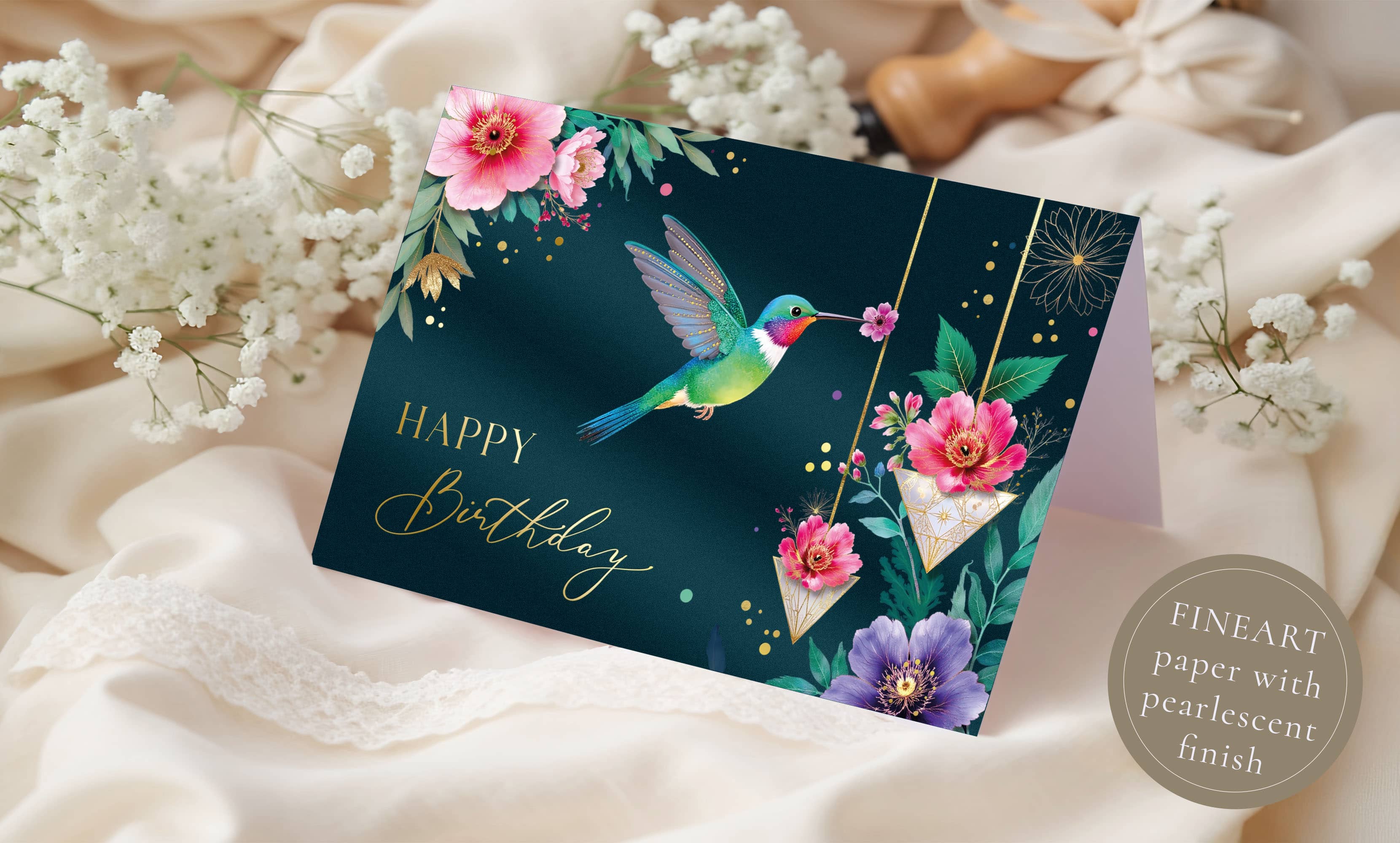 Geburtstagskarte ELEGANT Kolibri