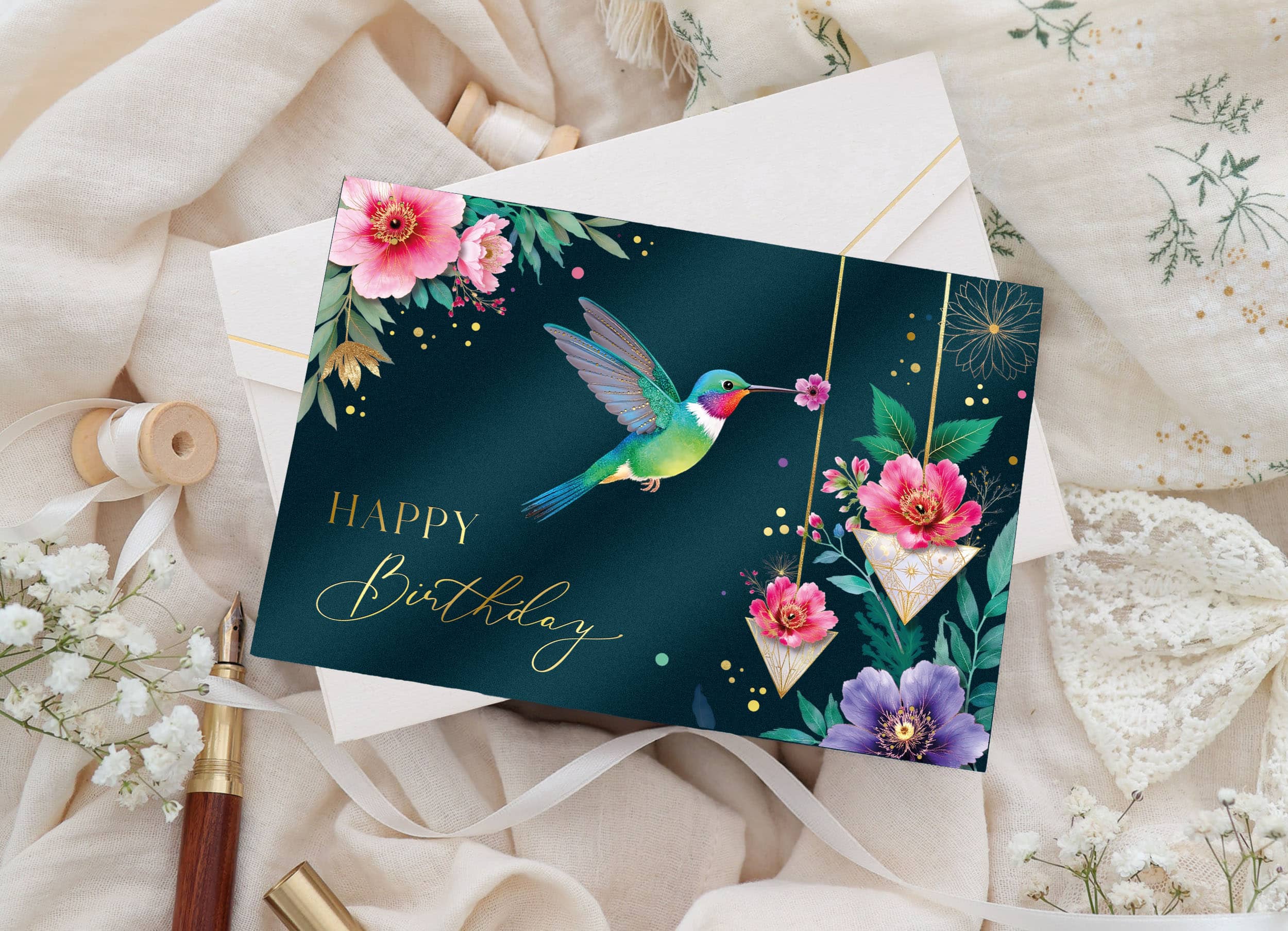 Geburtstagskarte ELEGANT Kolibri
