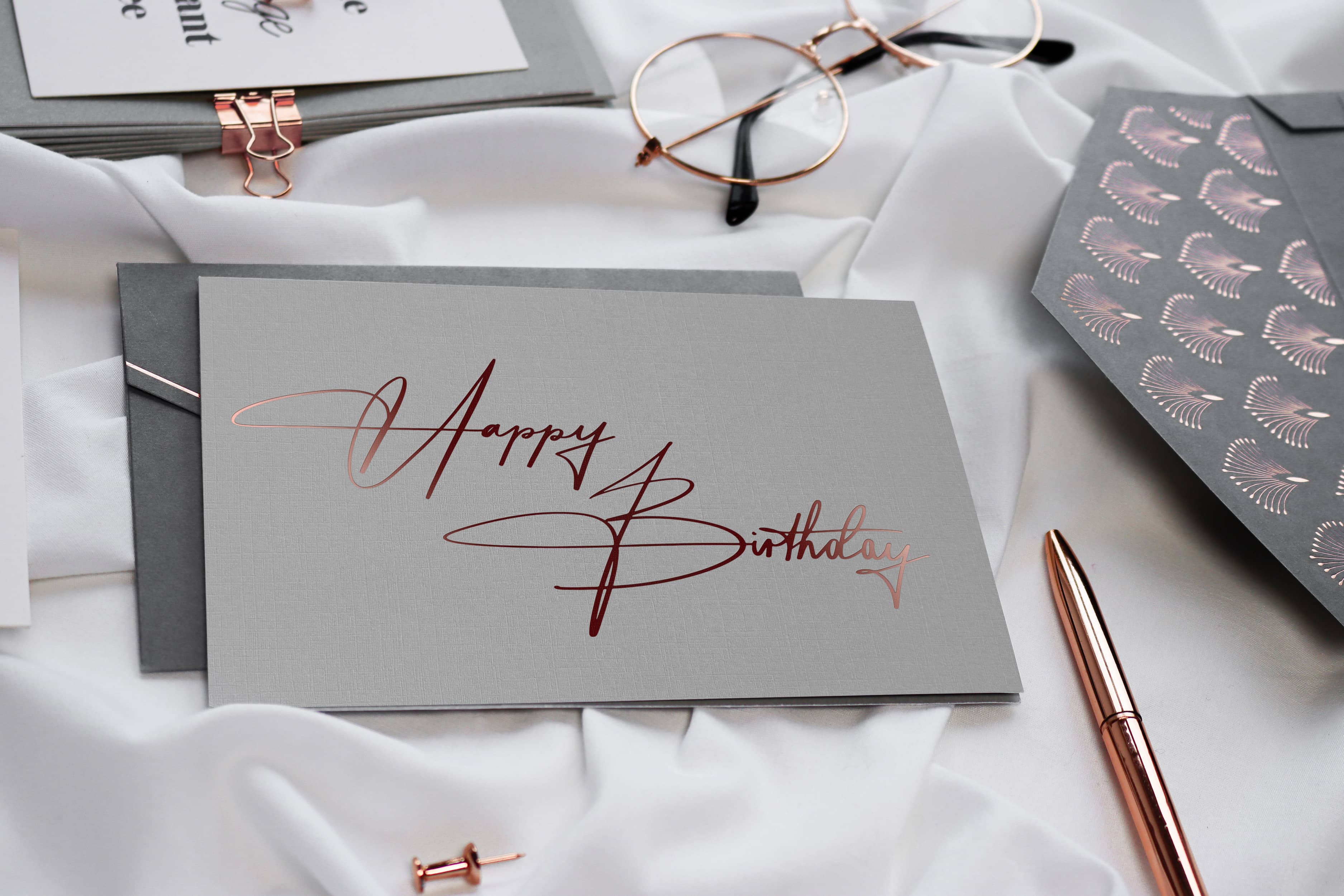 Geburtstagskarte Happy Birthday GREY