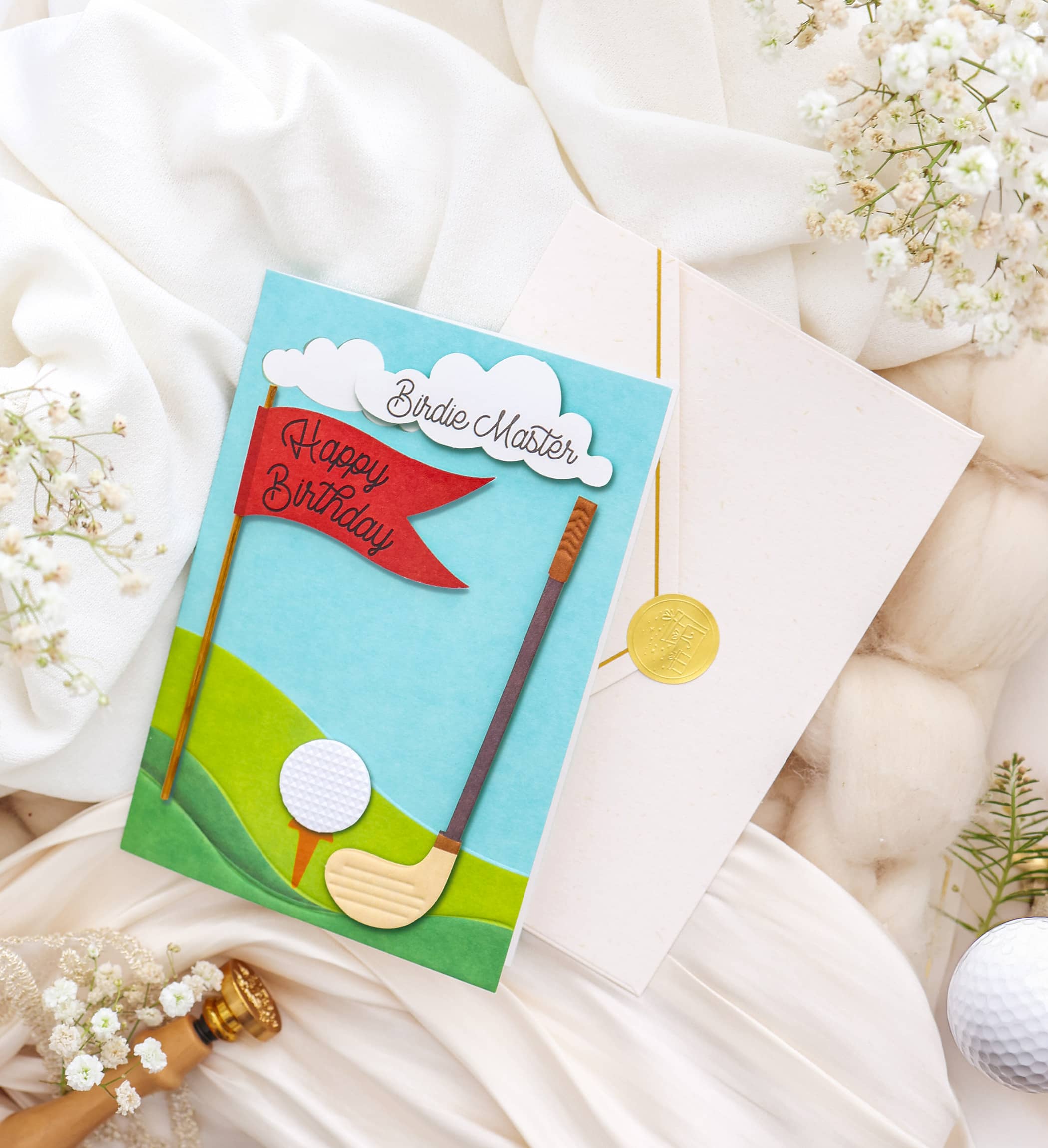 Karte Geburtstag Signature Golf mit Kuvert und Siegel JoliCoon