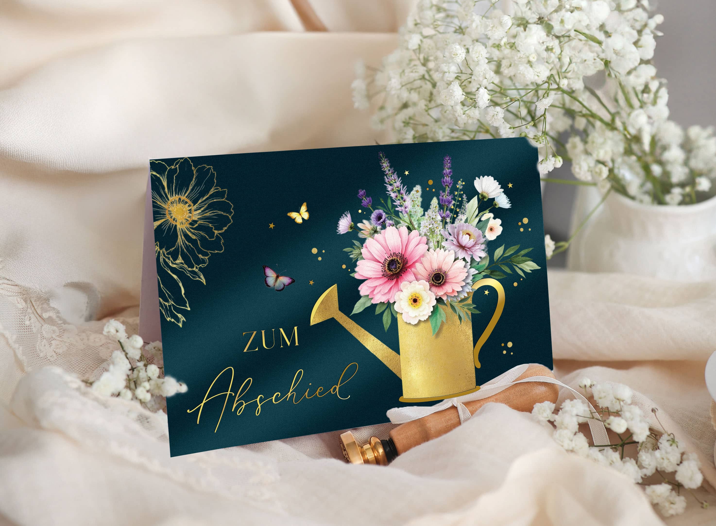 Zum Abschied Karte Elegant mit Kuvert und Siegel JoliCoon