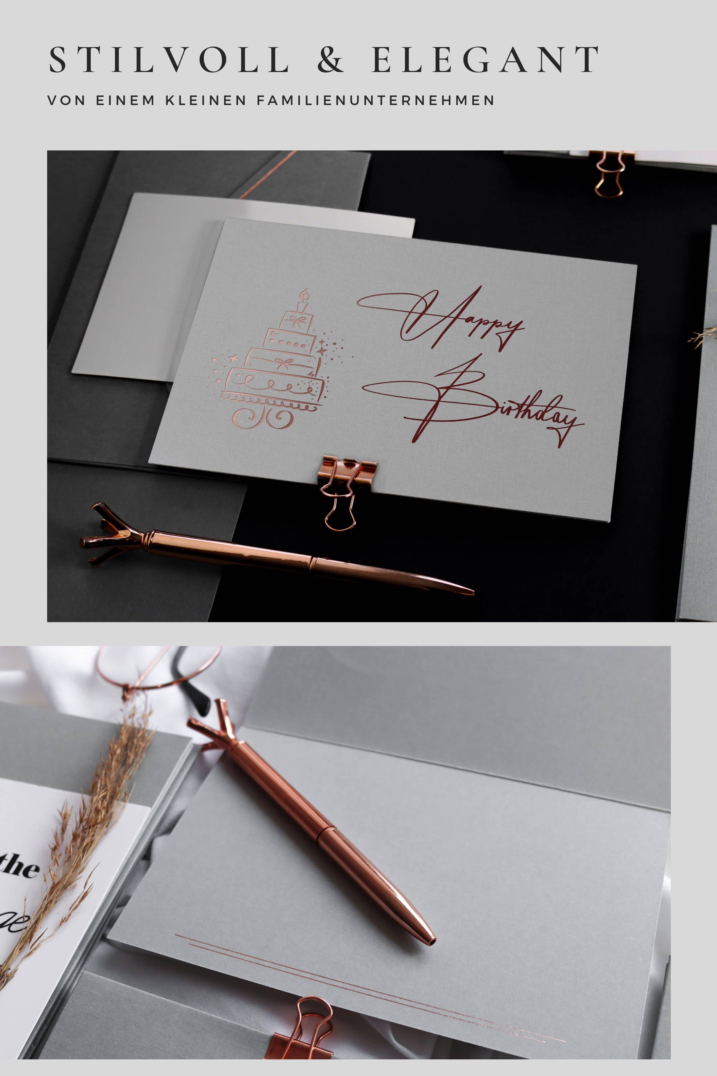 Geburtstagskarte Happy Birthday GREY mit Grafik