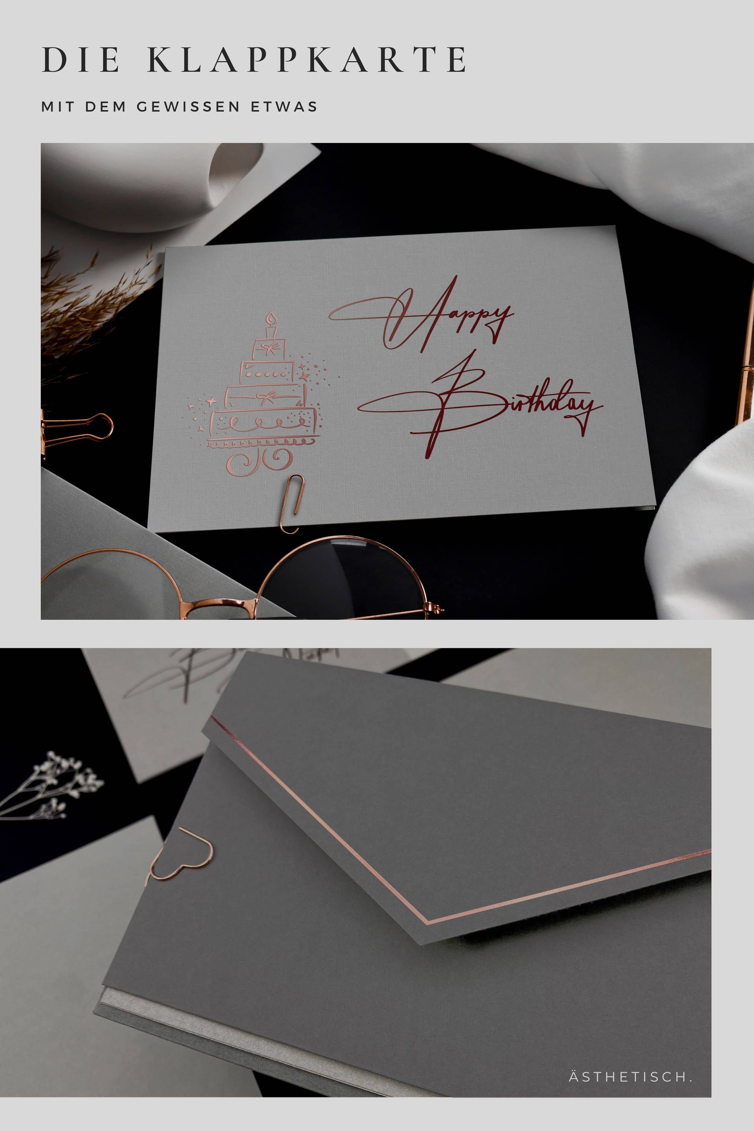 Geburtstagskarte Happy Birthday GREY mit Grafik