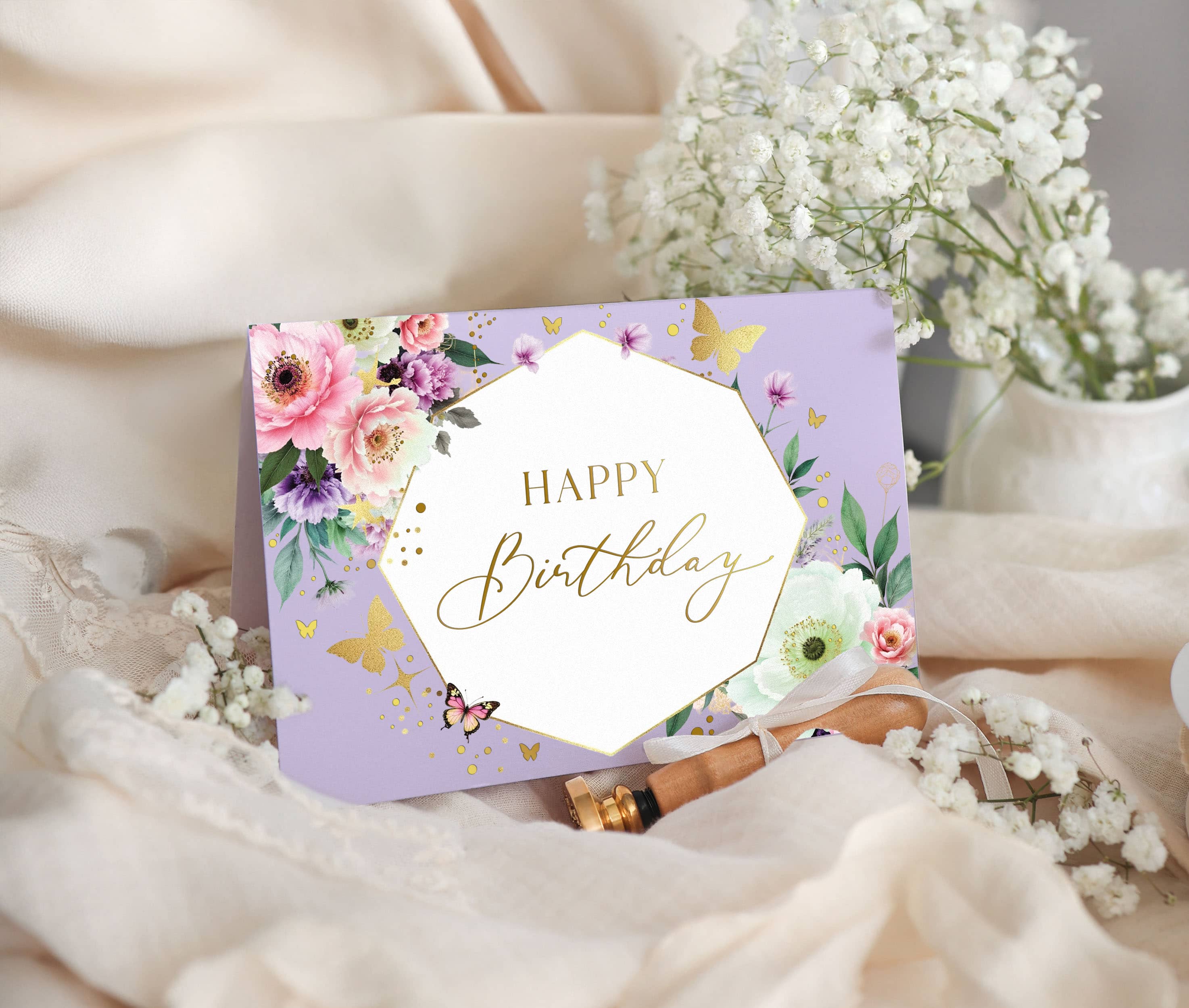 Karte Geburtstag Schwester Elegant mit Kuvert und Siegel JoliCoon