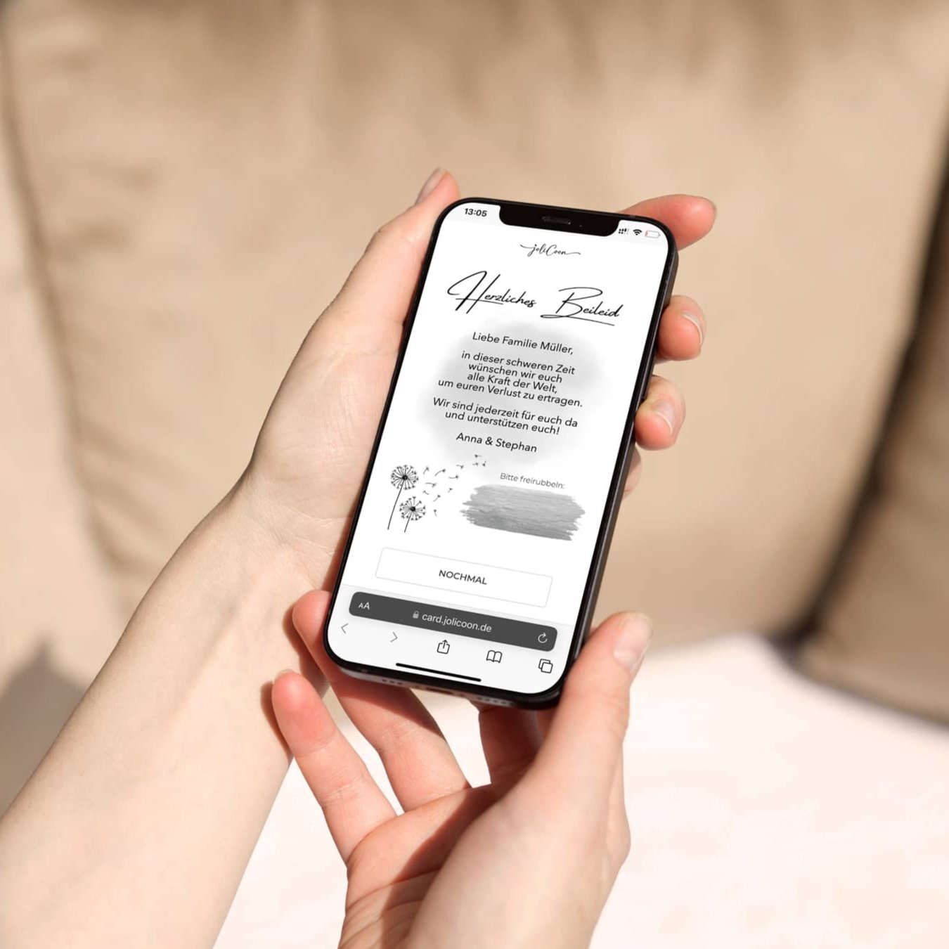 Herzliches Beileid Whatsapp Trauerkarte digitale Rubbelkarte Jolicoon