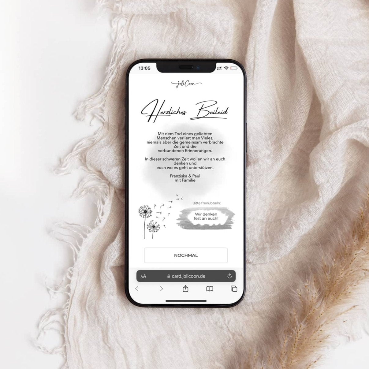 Herzliches Beileid Whatsapp Trauerkarte digitale Rubbelkarte Jolicoon