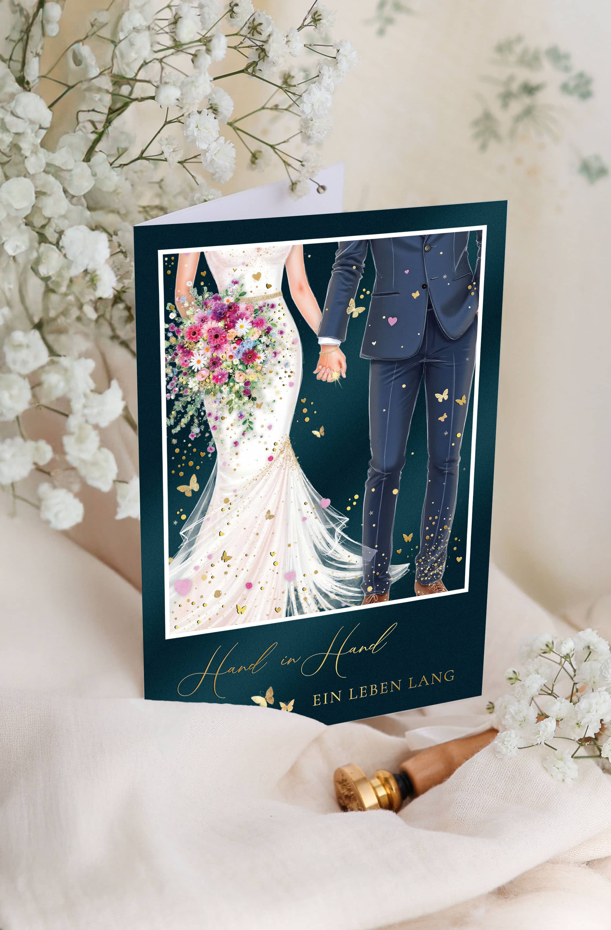 Hochzeitskarte STARDUST Hand in Hand