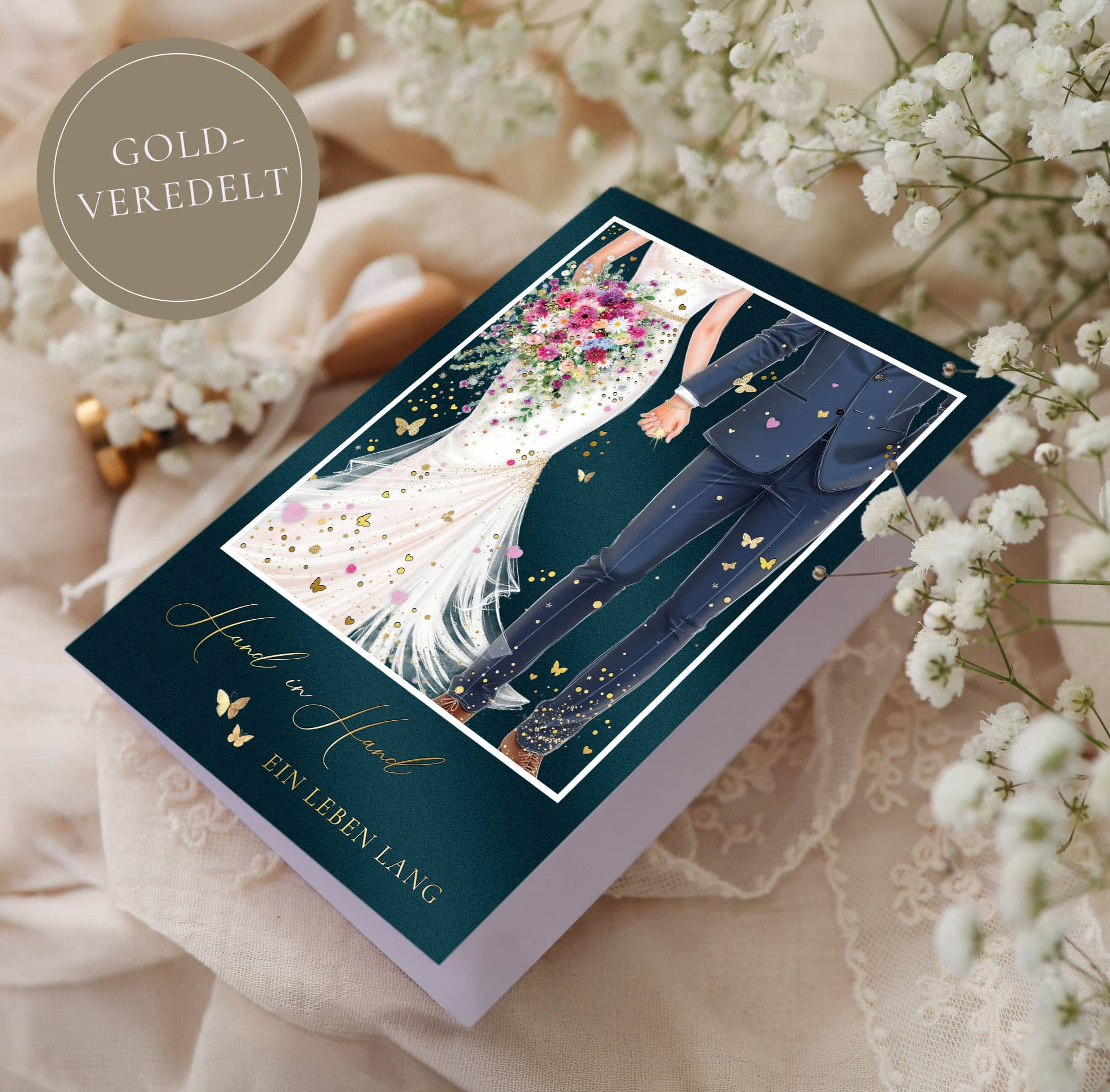 Hochzeitskarte STARDUST Hand in Hand