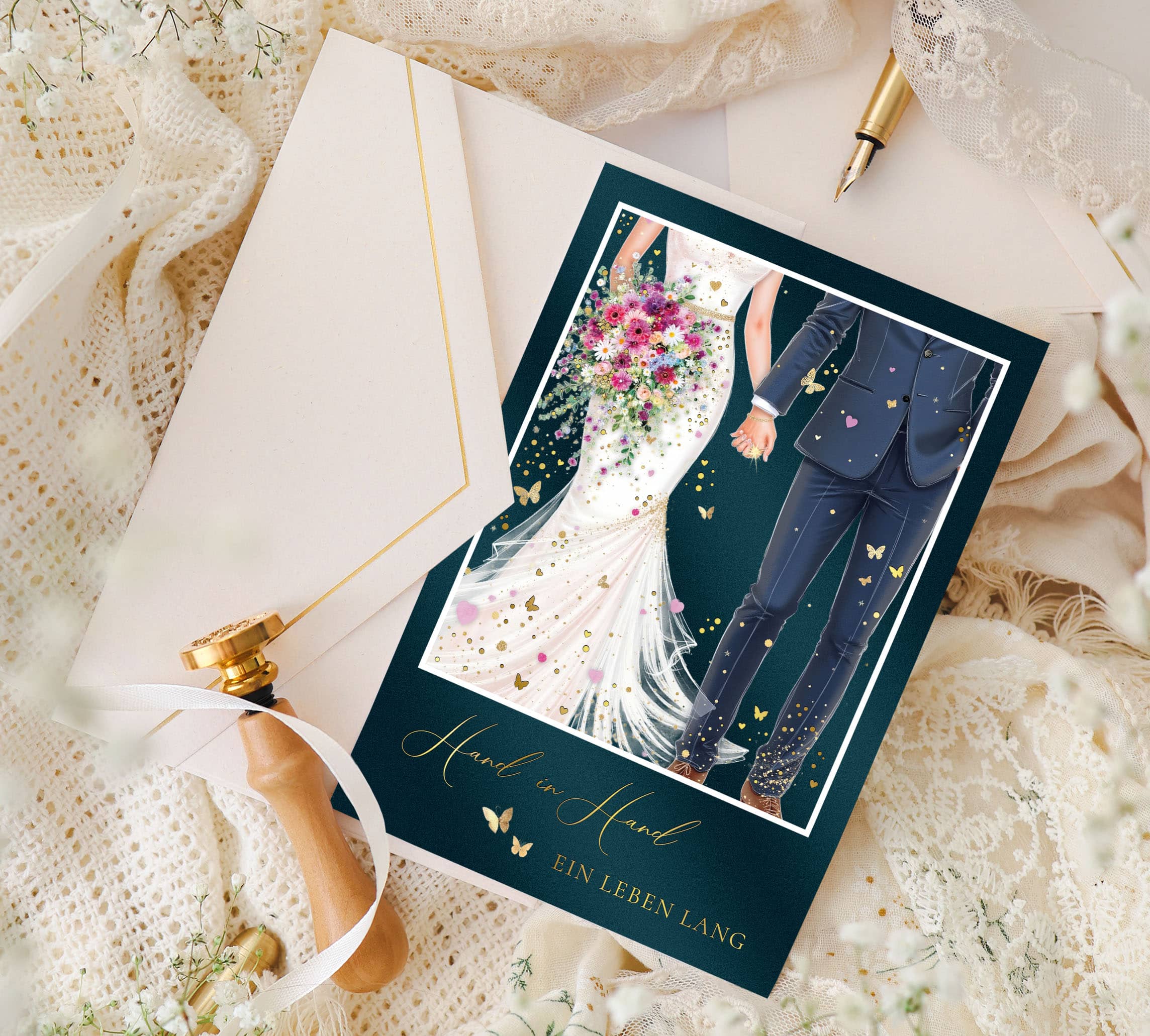 Hochzeitskarte STARDUST Hand in Hand