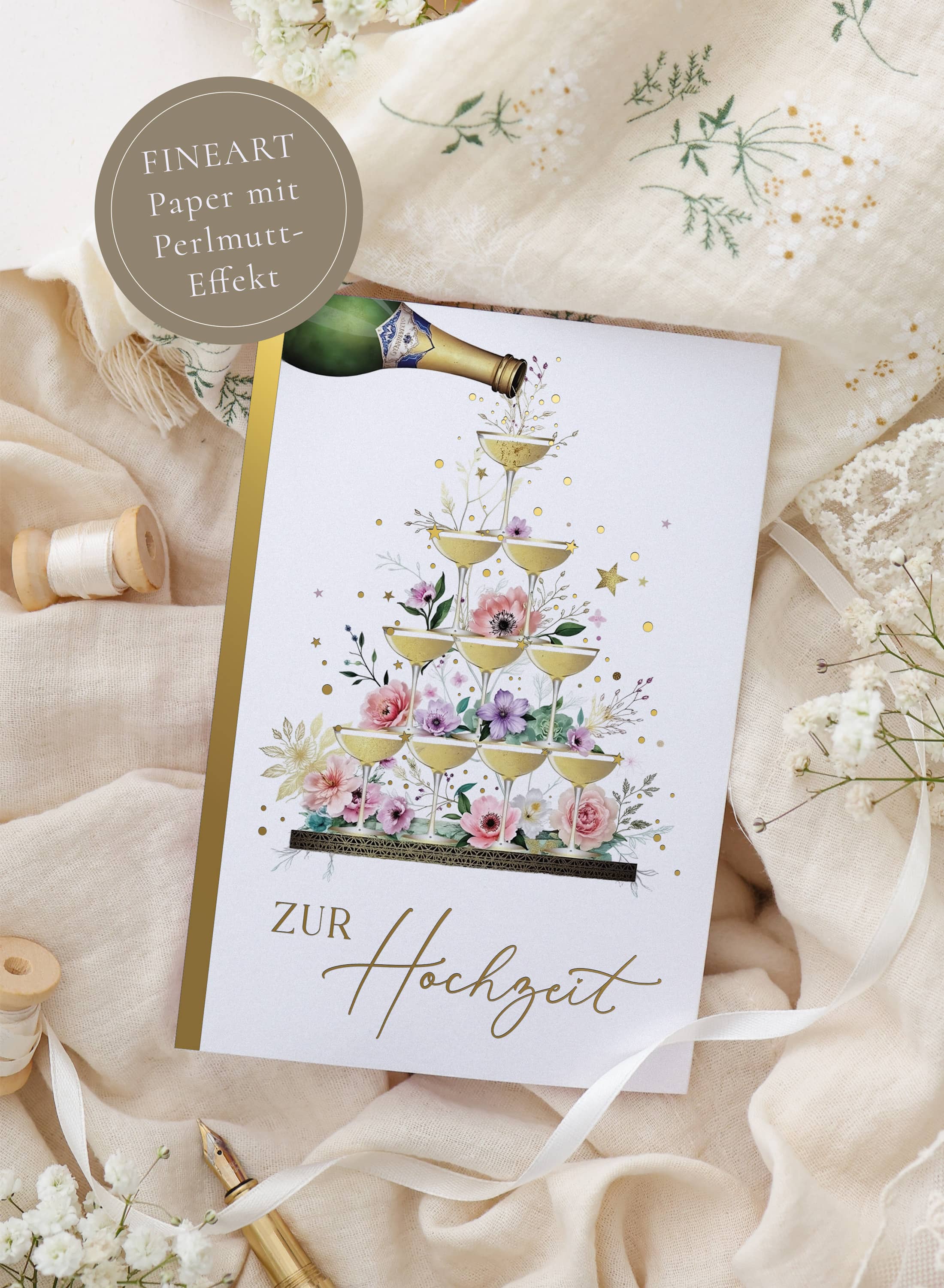 Hochzeitskarte ELEGANT Champagner