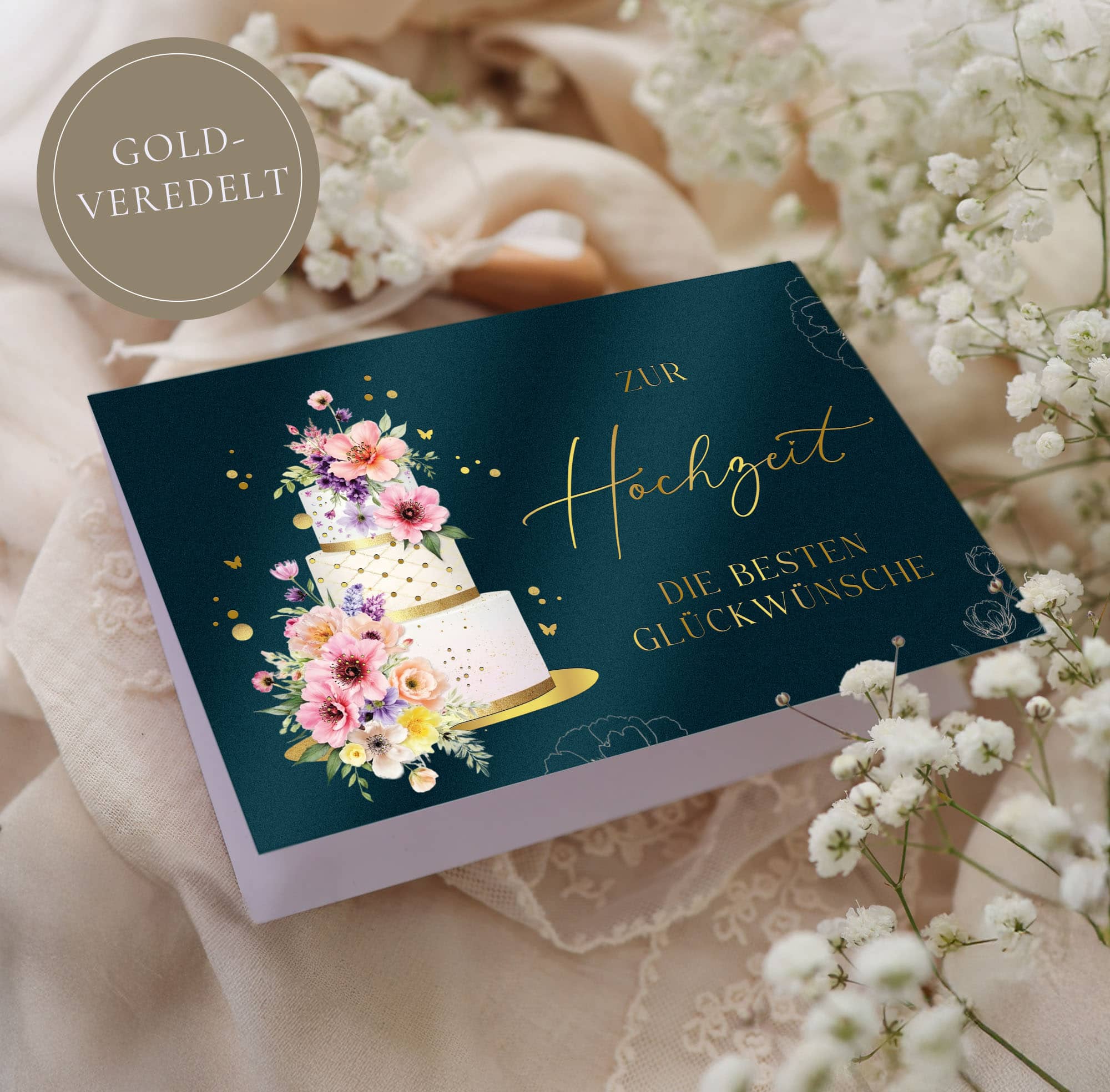 Hochzeitskarte ELEGANT Torte