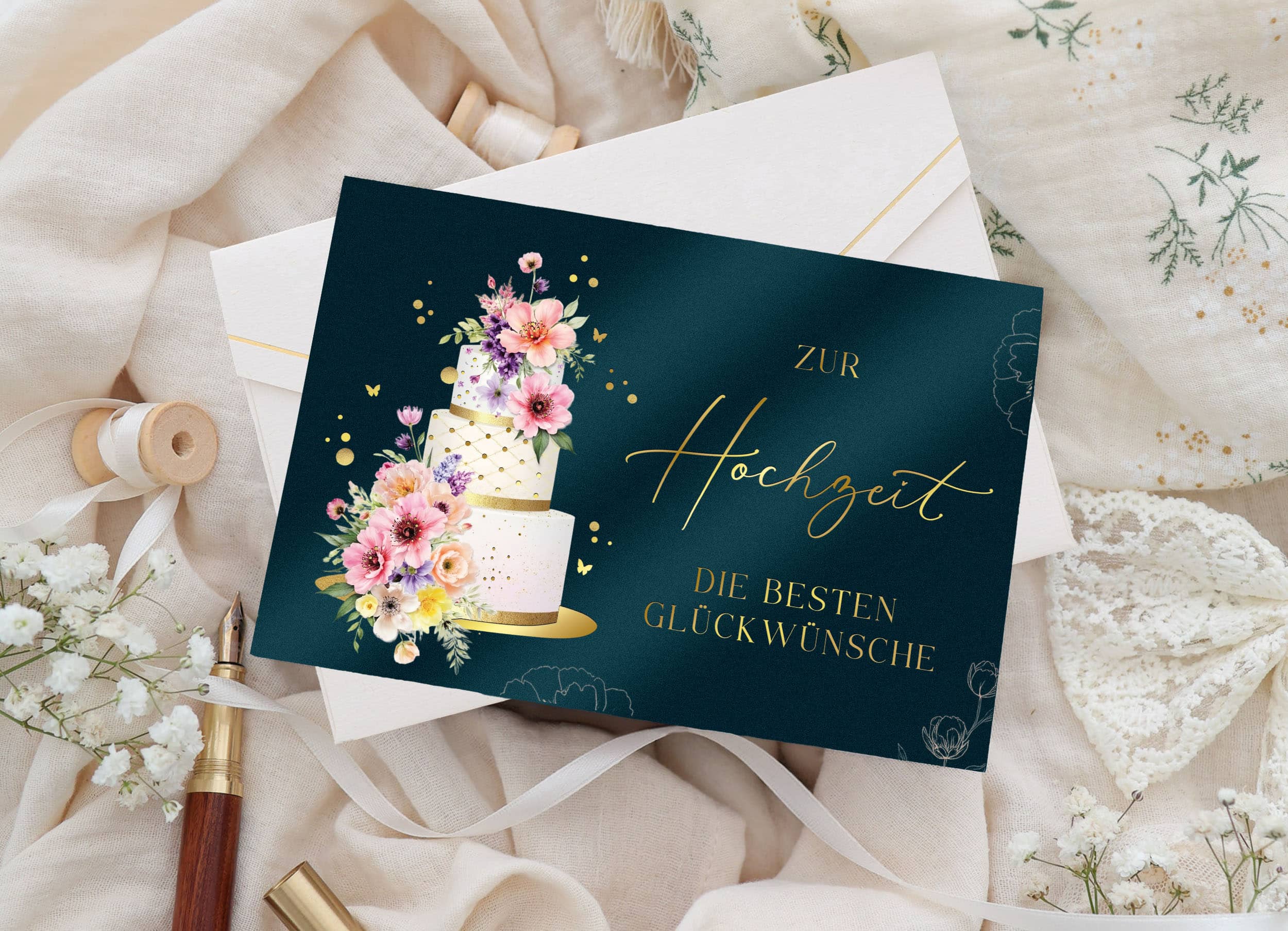 Hochzeitskarte ELEGANT Torte