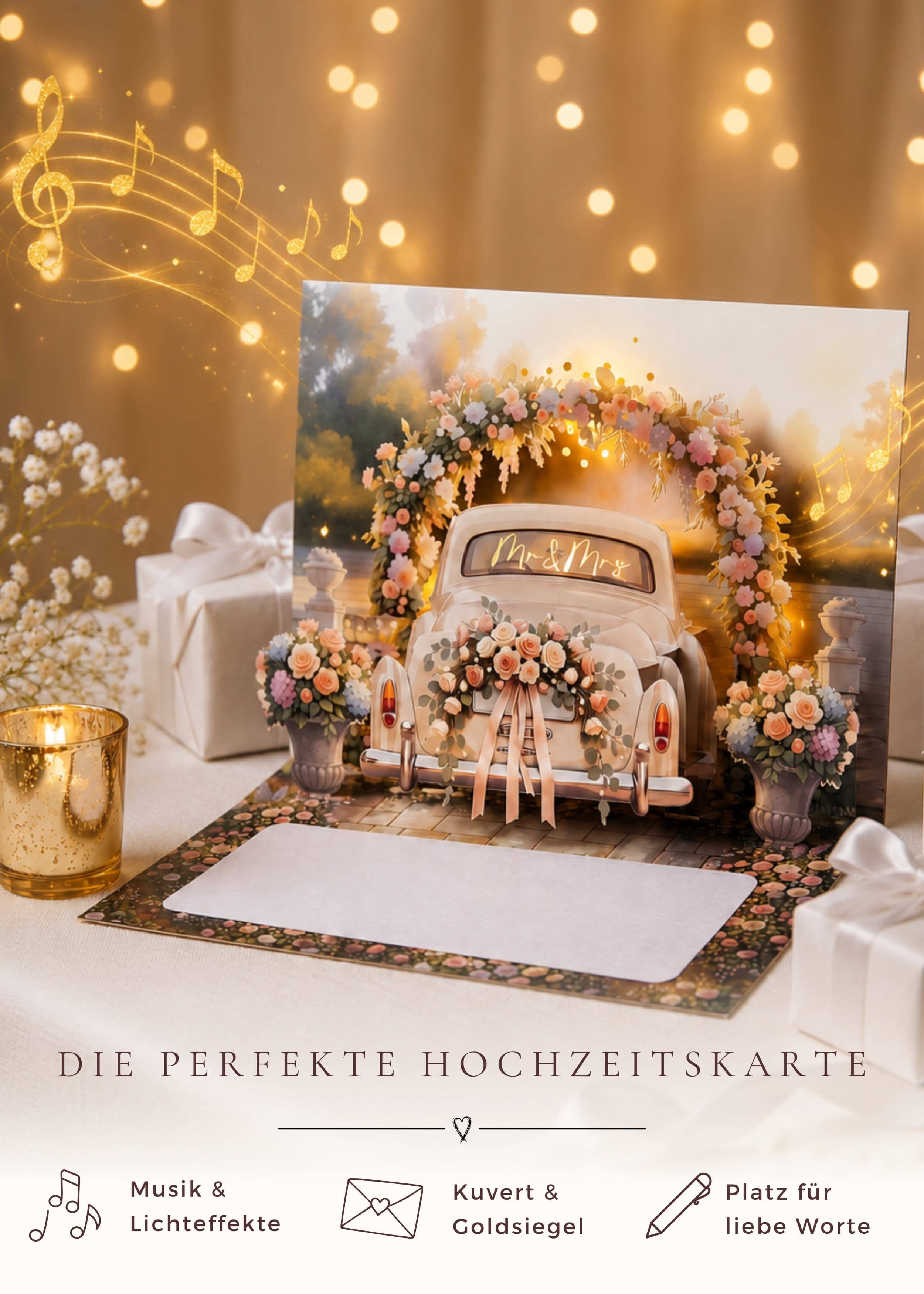 Pop up Hochzeitskarte Auto