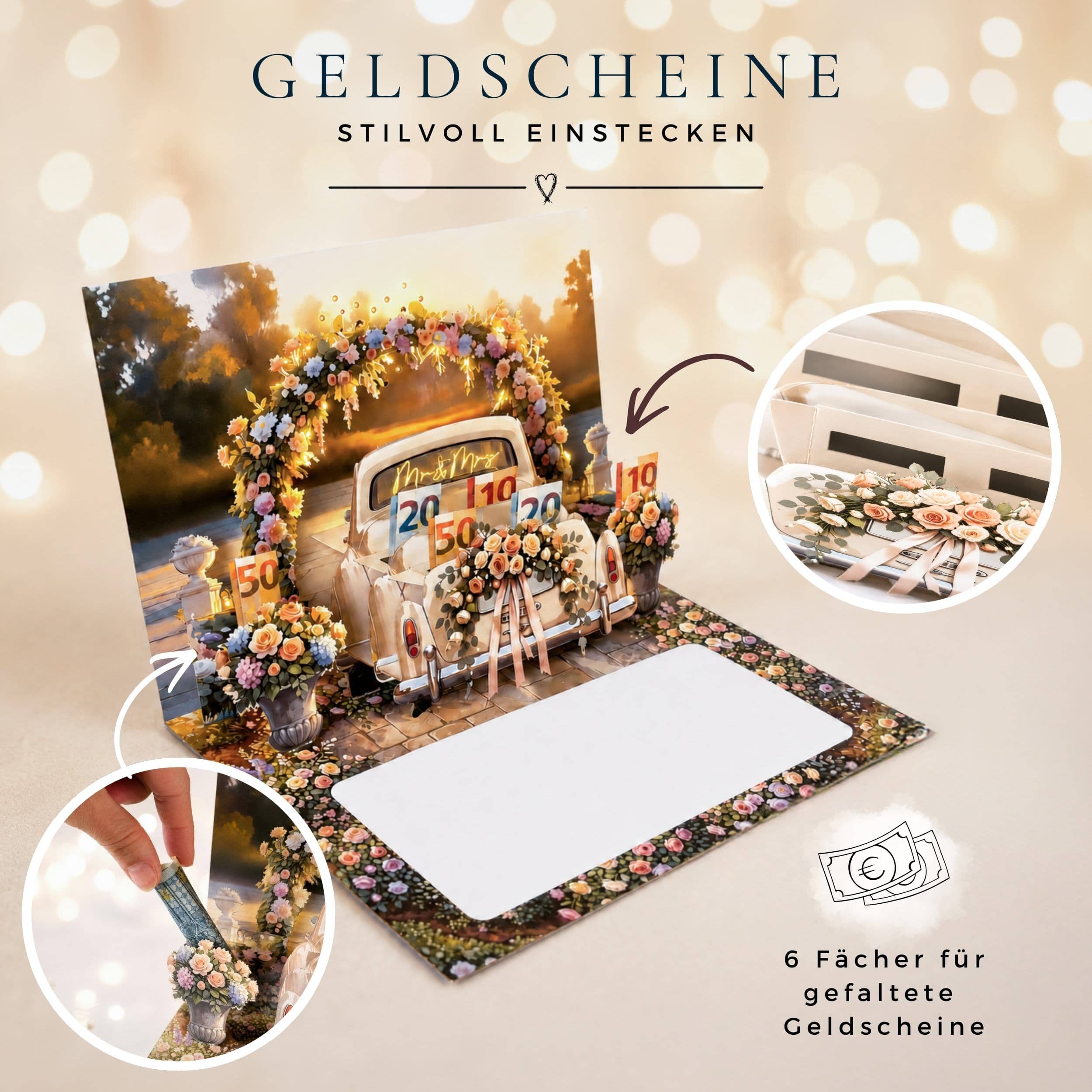 Pop up Hochzeitskarte Auto