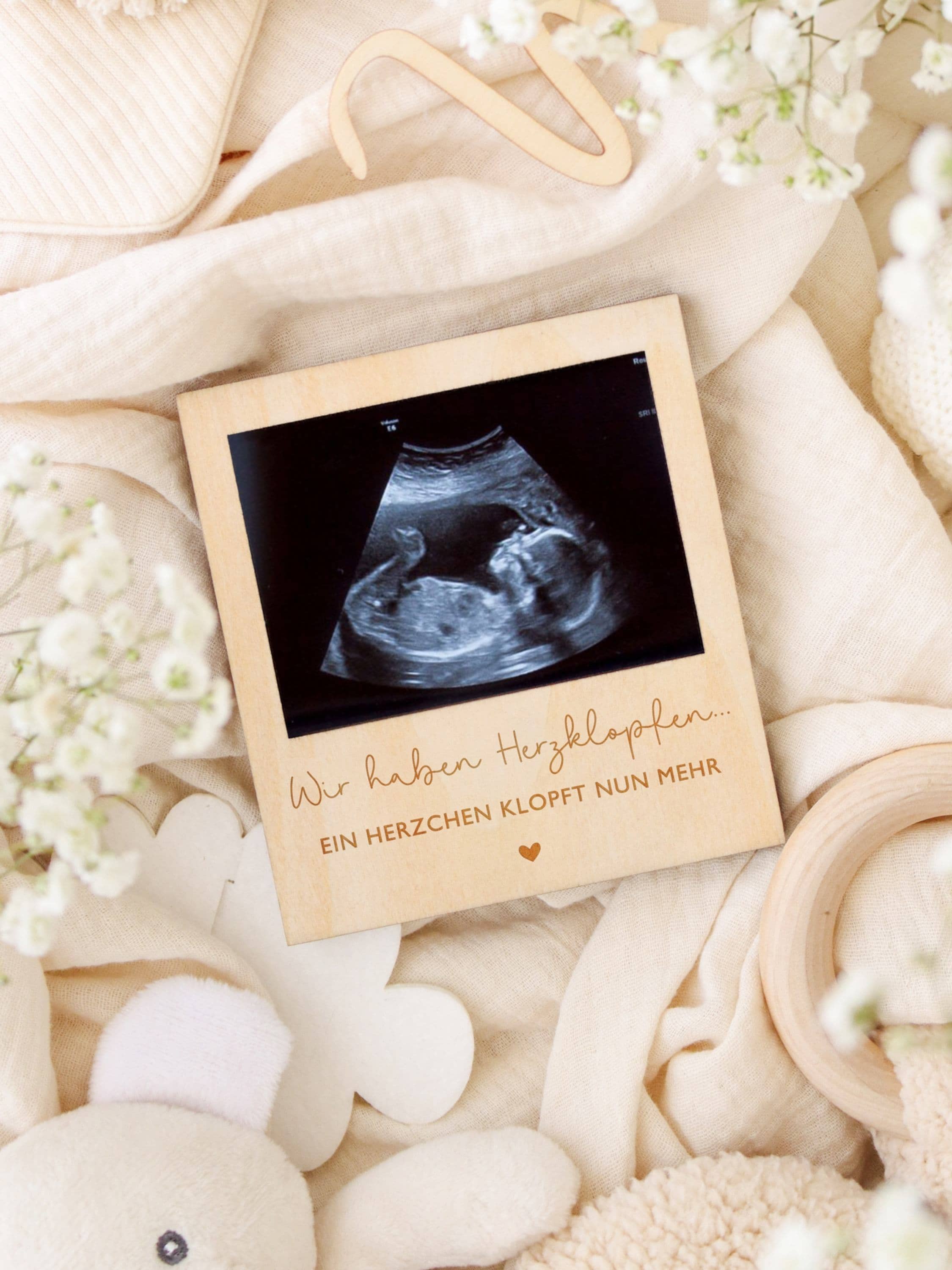 Holzrahmen für Ultraschallbild zur Verkündung der Schwangerschaft mit magnetischer Rückseite Geschenk Familie JoliCoon