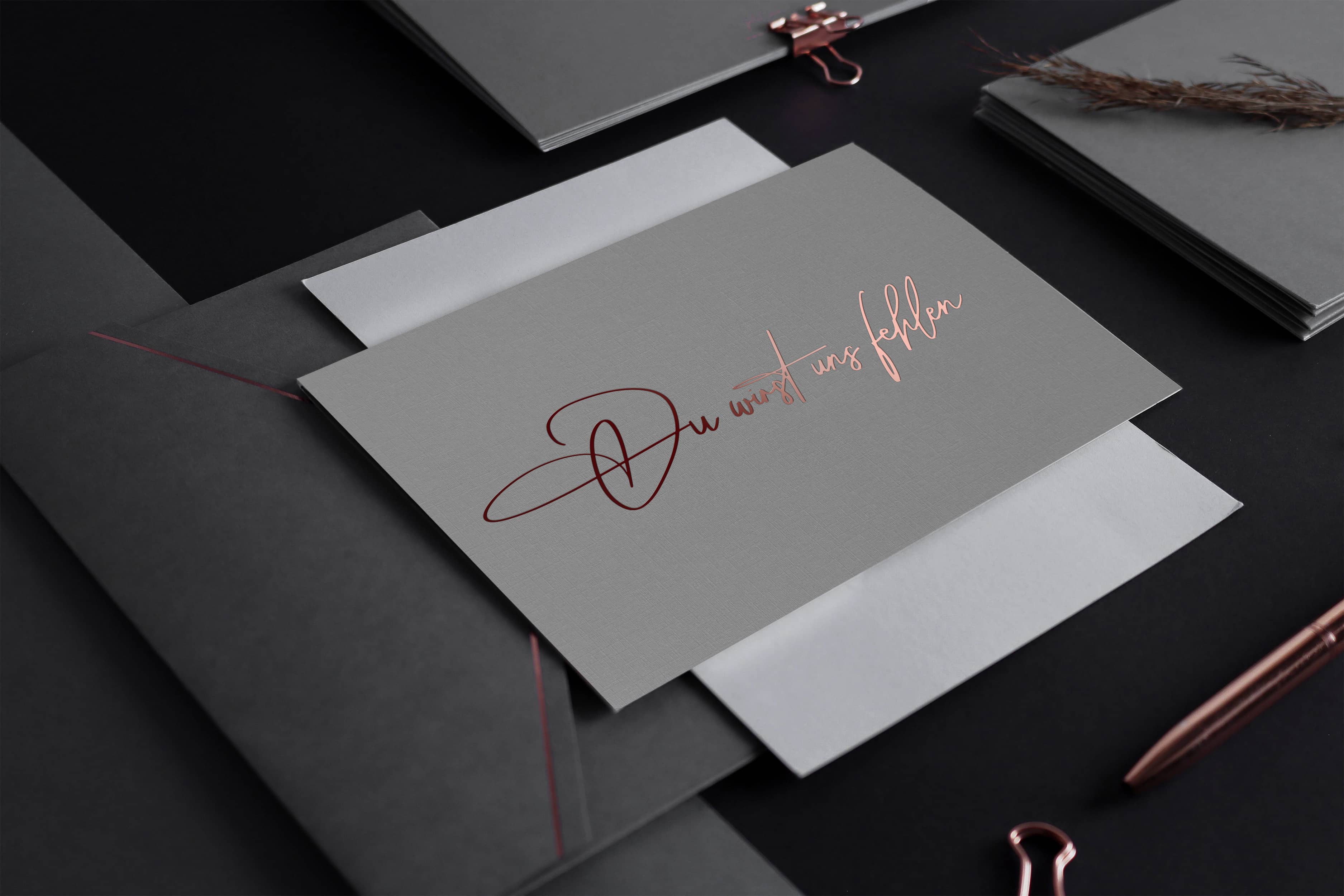 Du wirst uns fehlen Karte Abschiedskarte mit Kuvert und Wachssiegel JoliCoon