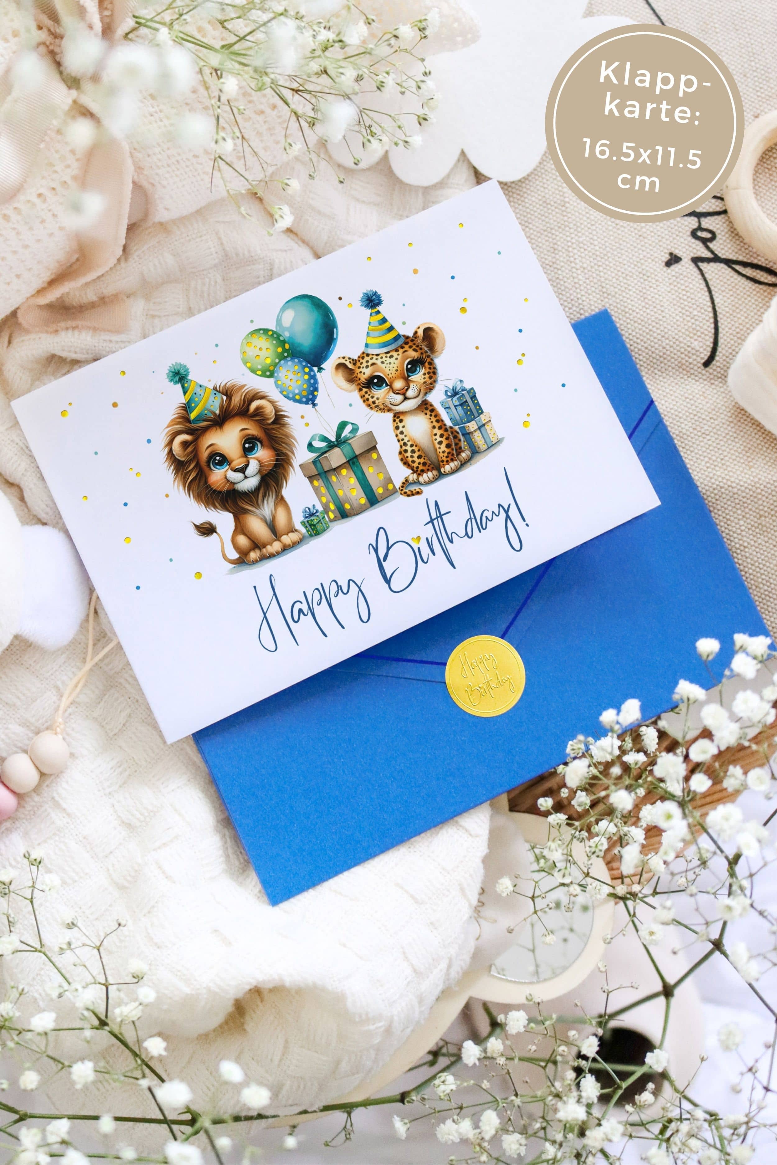 Geburtstagskarte Kinder Jungen PAINTY Blue