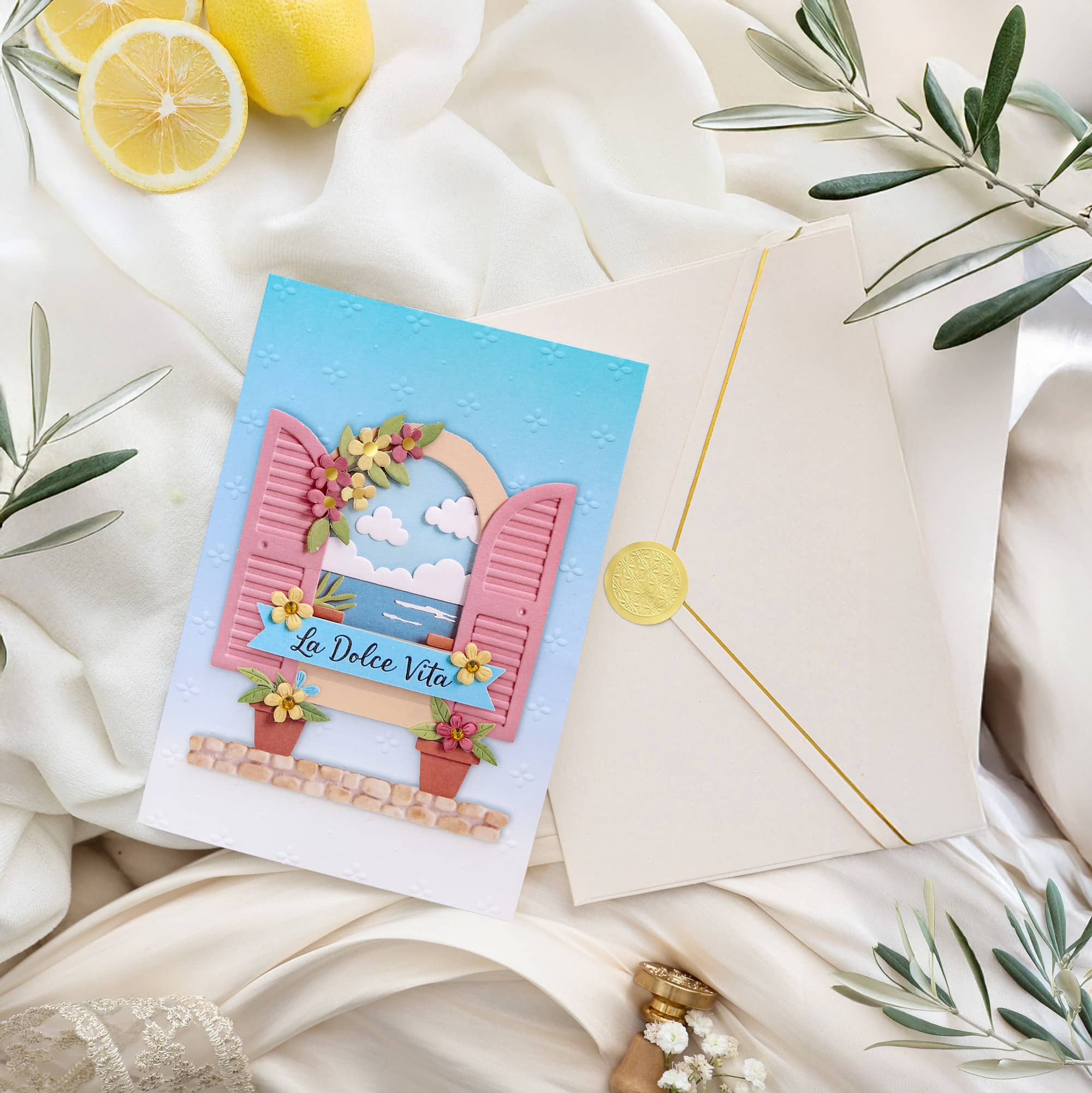 Karte Geburtstag Signature Dolce Vita mit Kuvert und Siegel JoliCoon