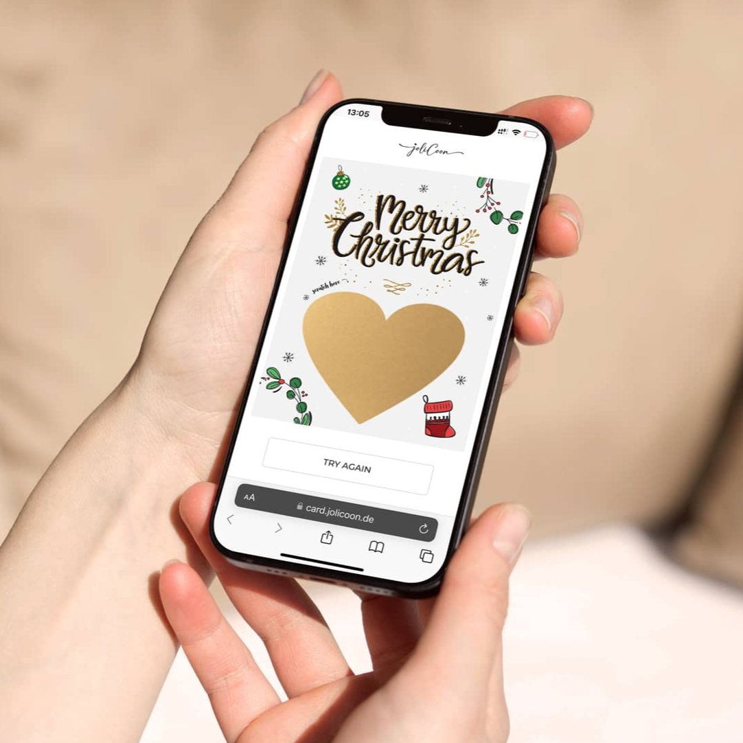 Digital Christmas Card personalisable scratch heart