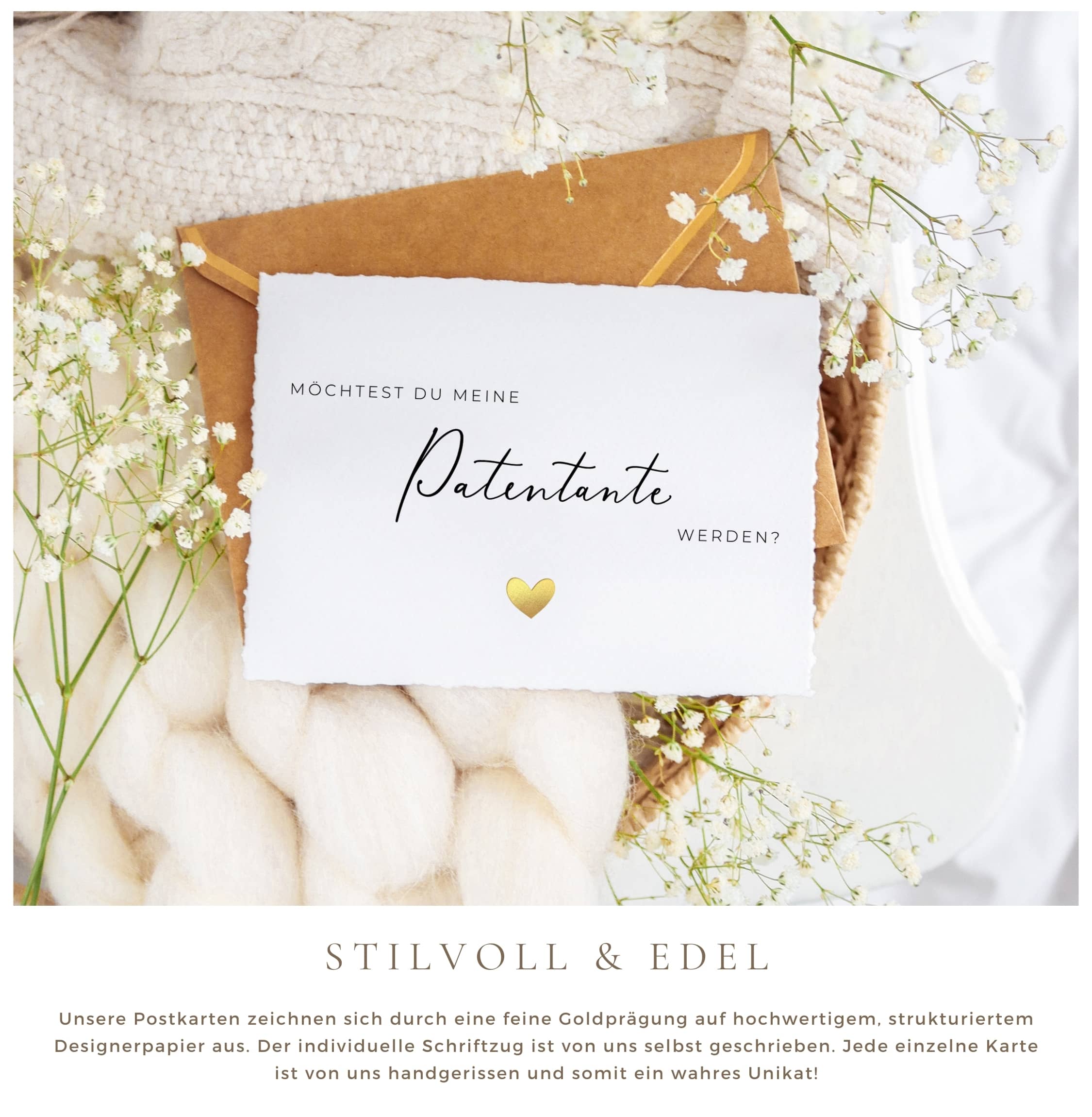 Möchtest du meine Patentante werden Karte handgerissen
