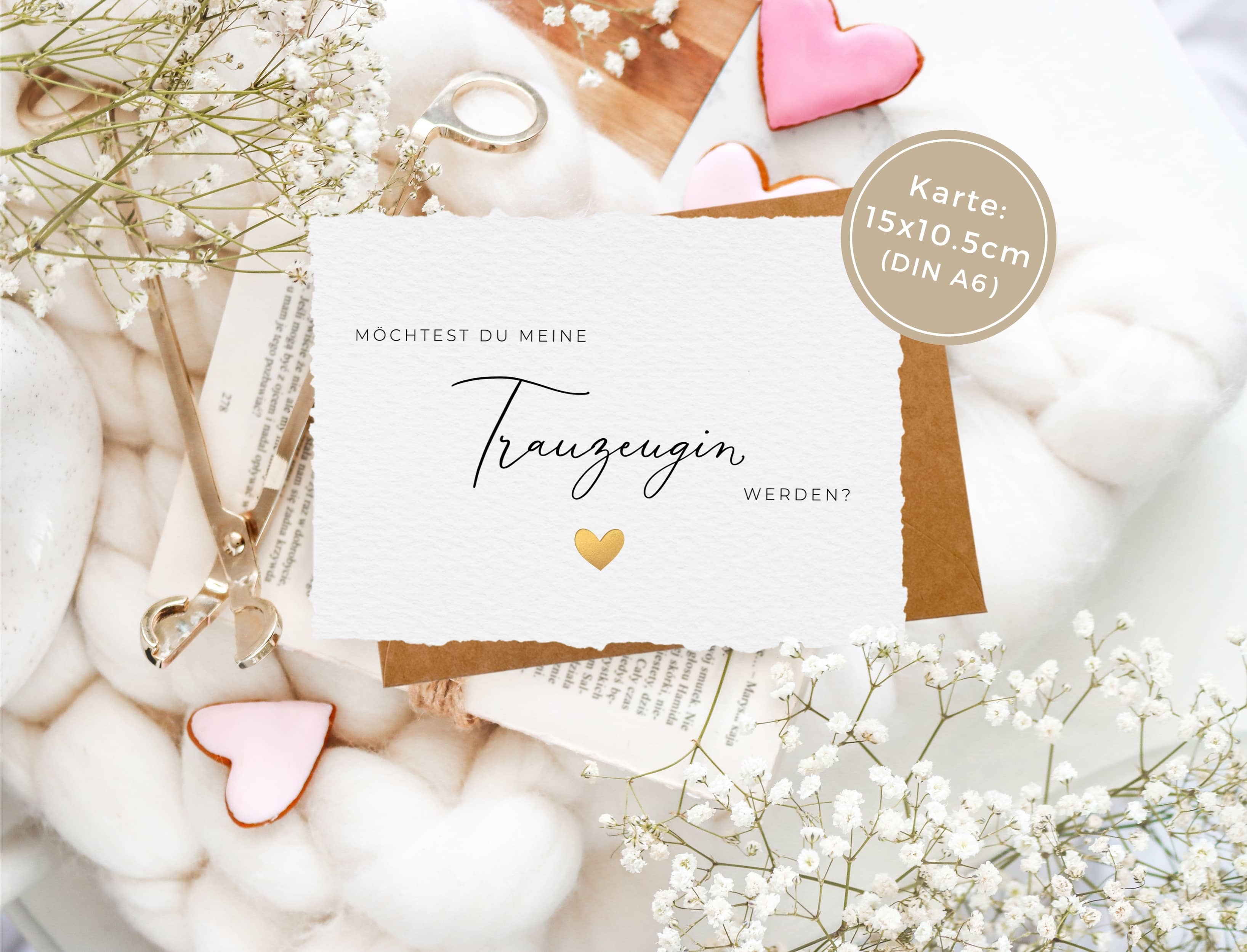 Möchtest du meine Trauzeugin werden Karte handgerissen