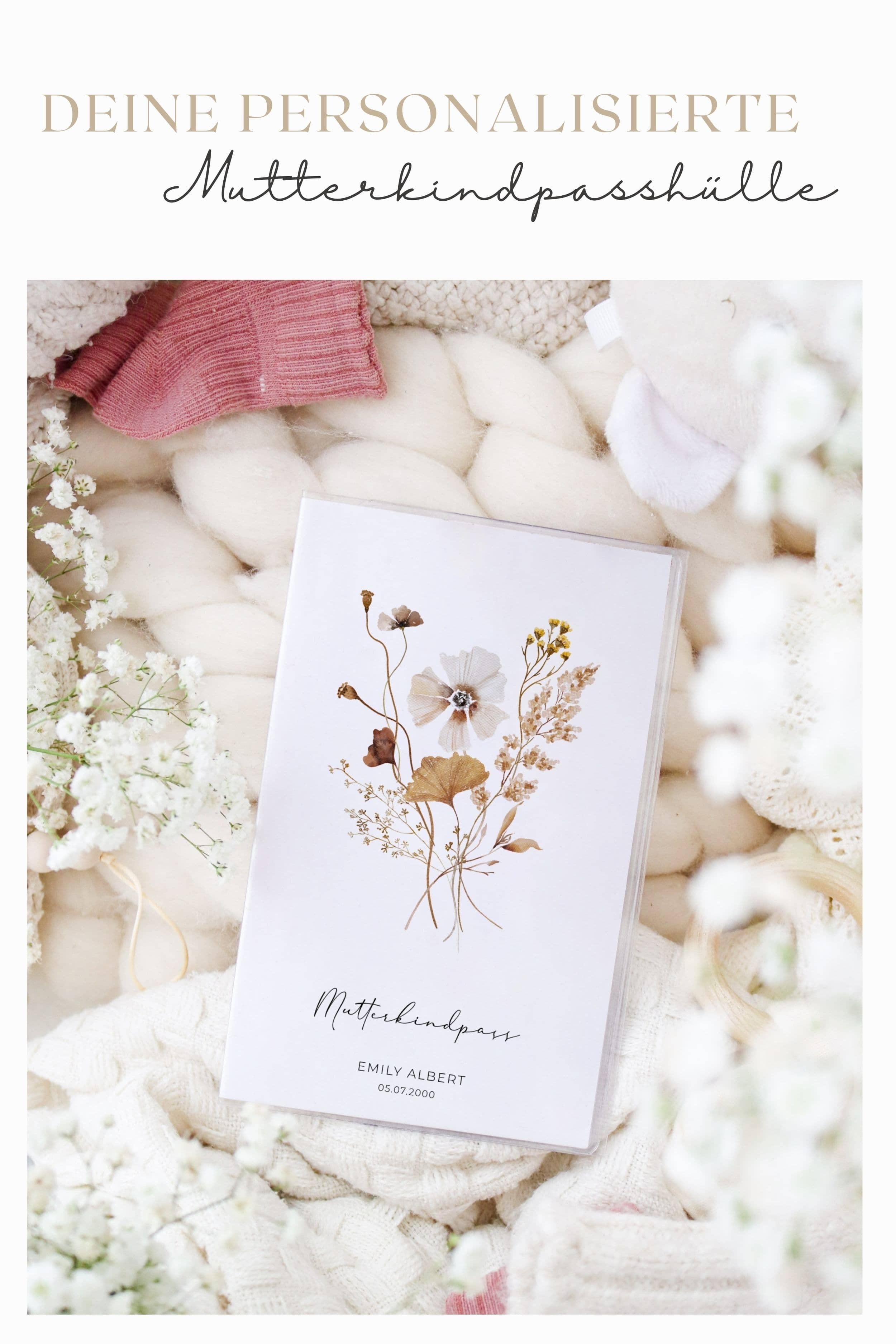 Mutter Kind Pass Hülle Herbstblume