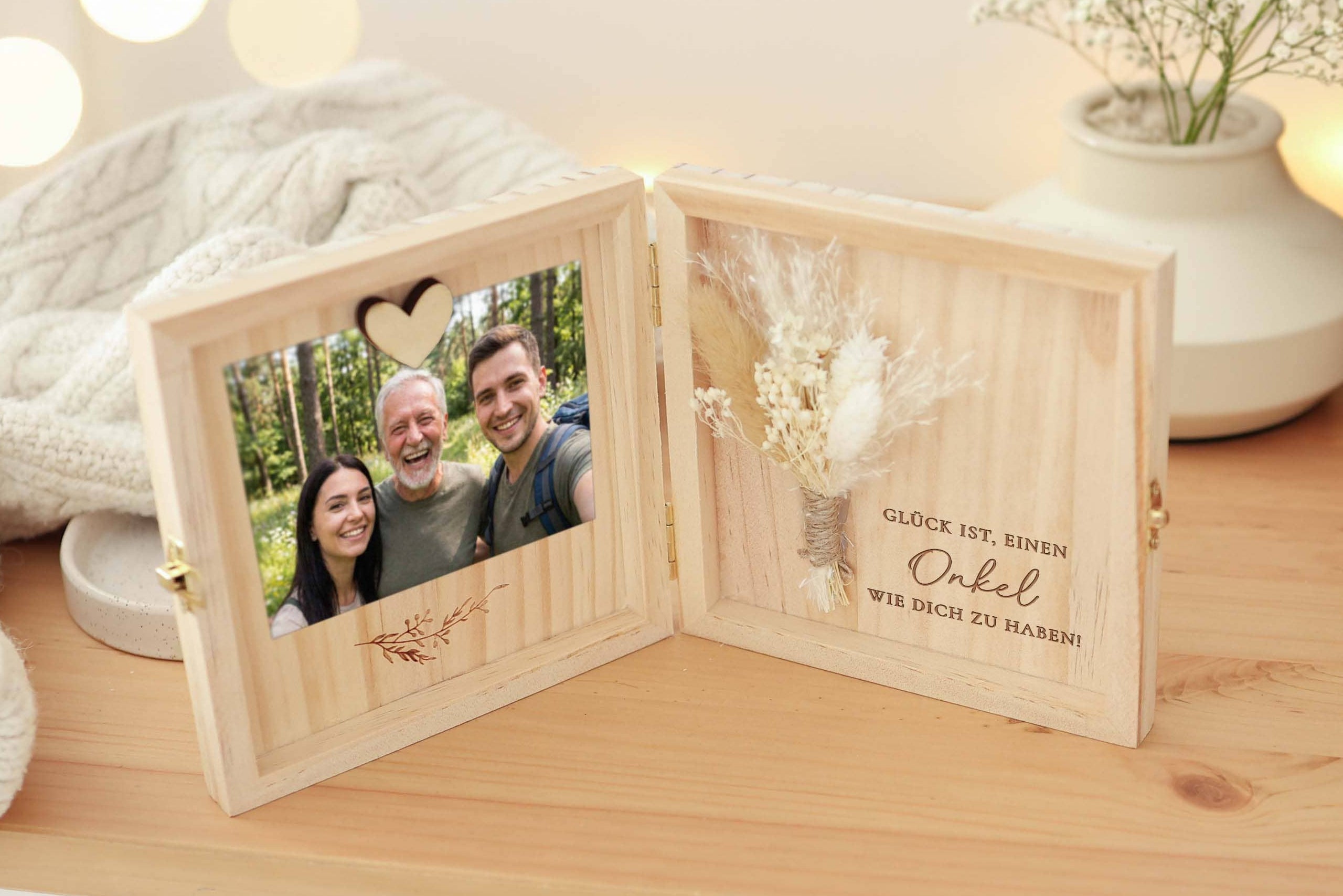 Onkel Geschenk Holzbox mit Magnet für Foto JoliCoon