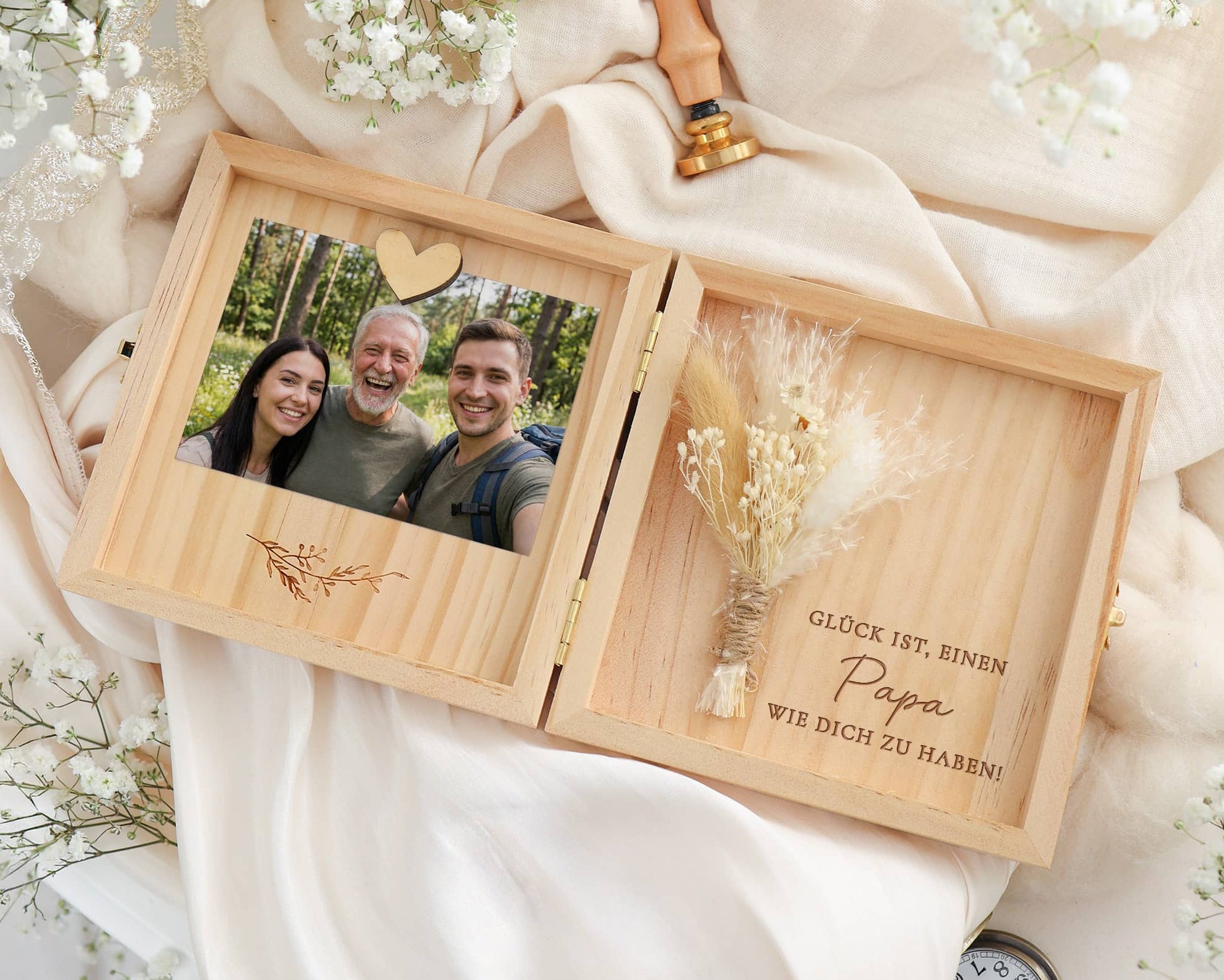 Geschenk Papa Holzbox Vatertag Geburtstag für Foto Erinnerungsbox JoliCoon