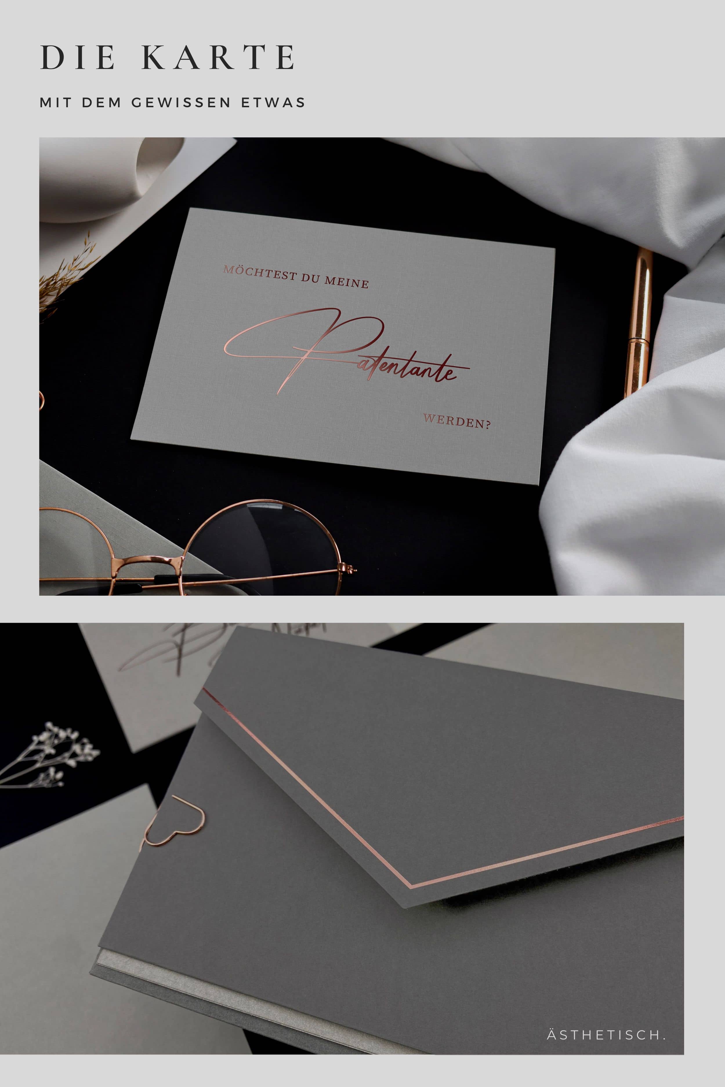 Willst du meine Patentante sein Karte GREY