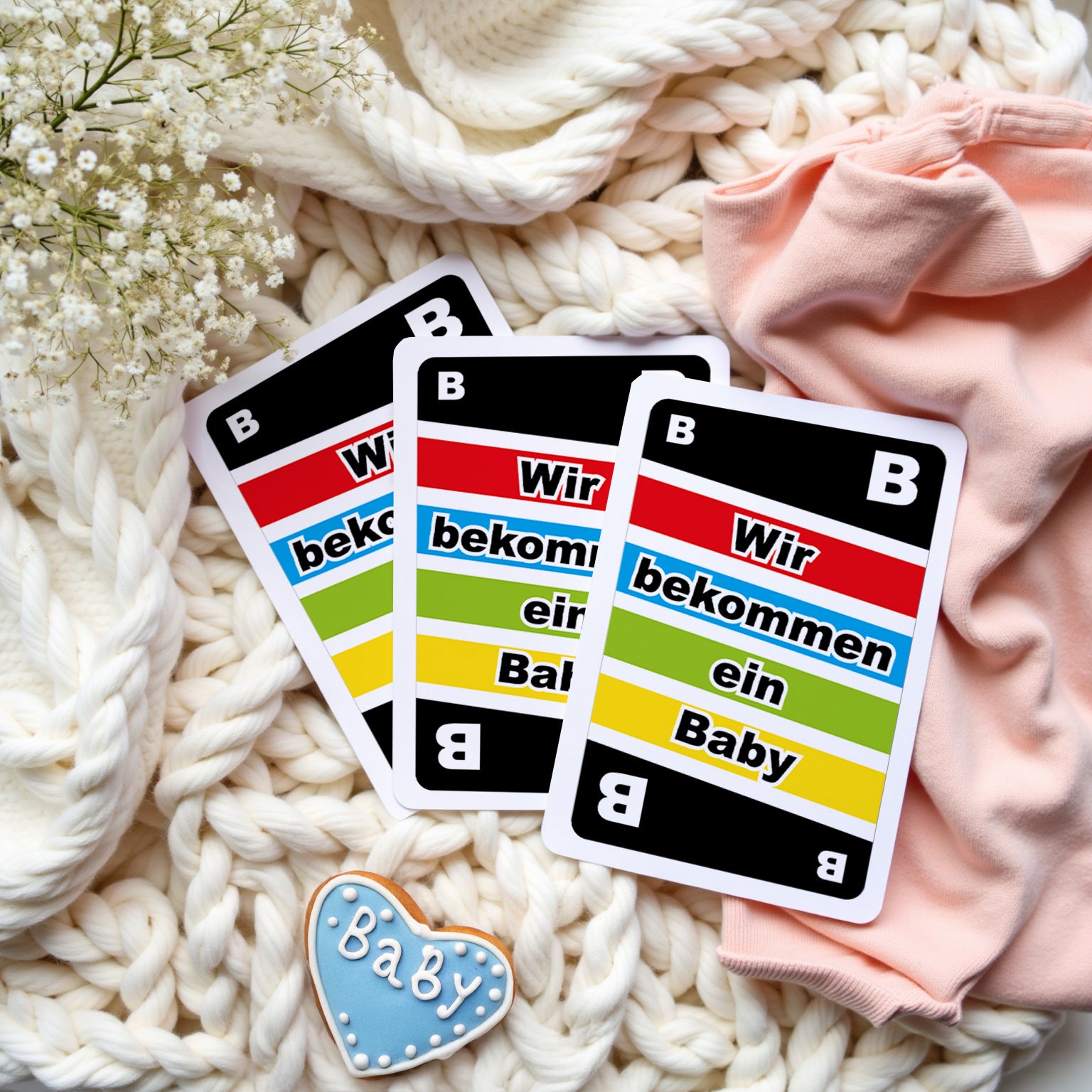 Kartenspiel Schwangerschaft verkünden lustig Familie Freunde Spieleabend JoliCoon