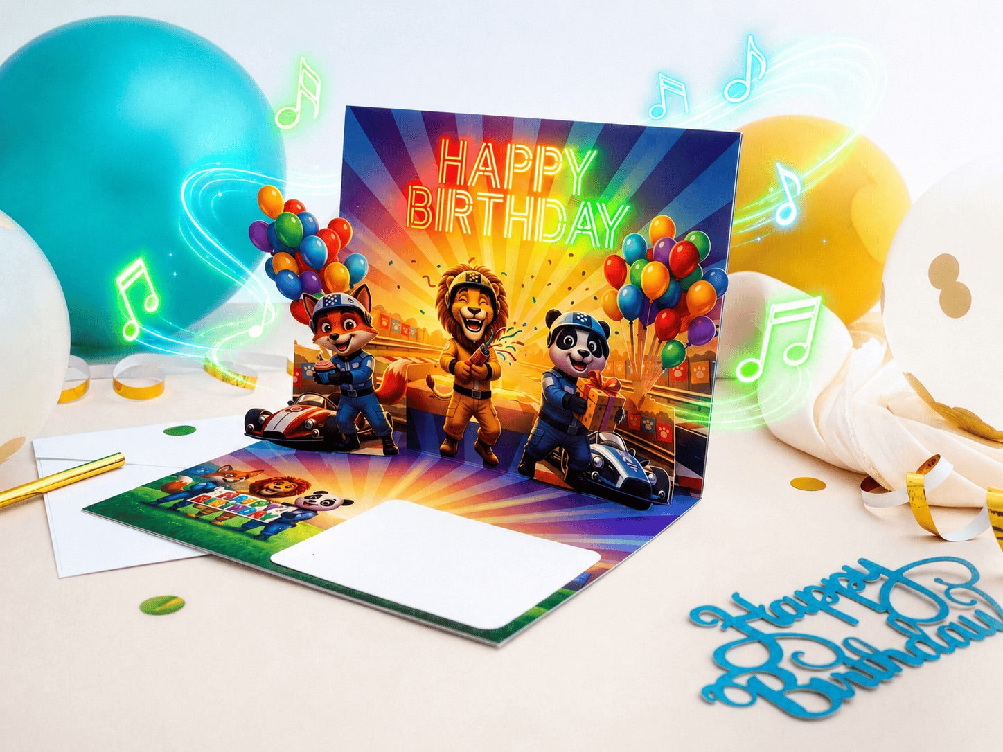 Geburtstagskarte Pop Up mit Musik und Licht für Jungen Geschenk Kinder JoliCoon