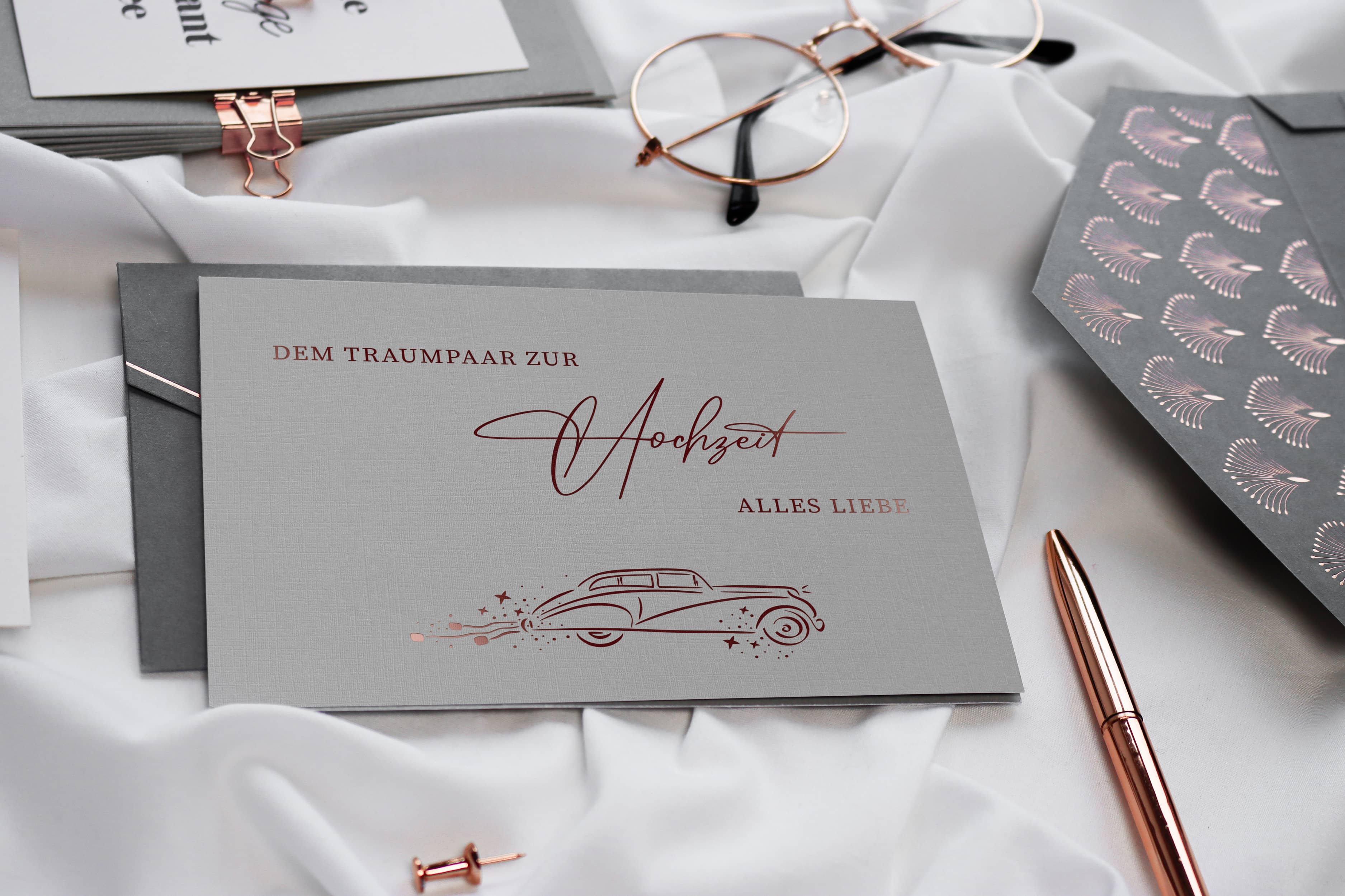 Dem Traumpaar zur Hochzeit alles Liebe - Hochzeit Karte GREY