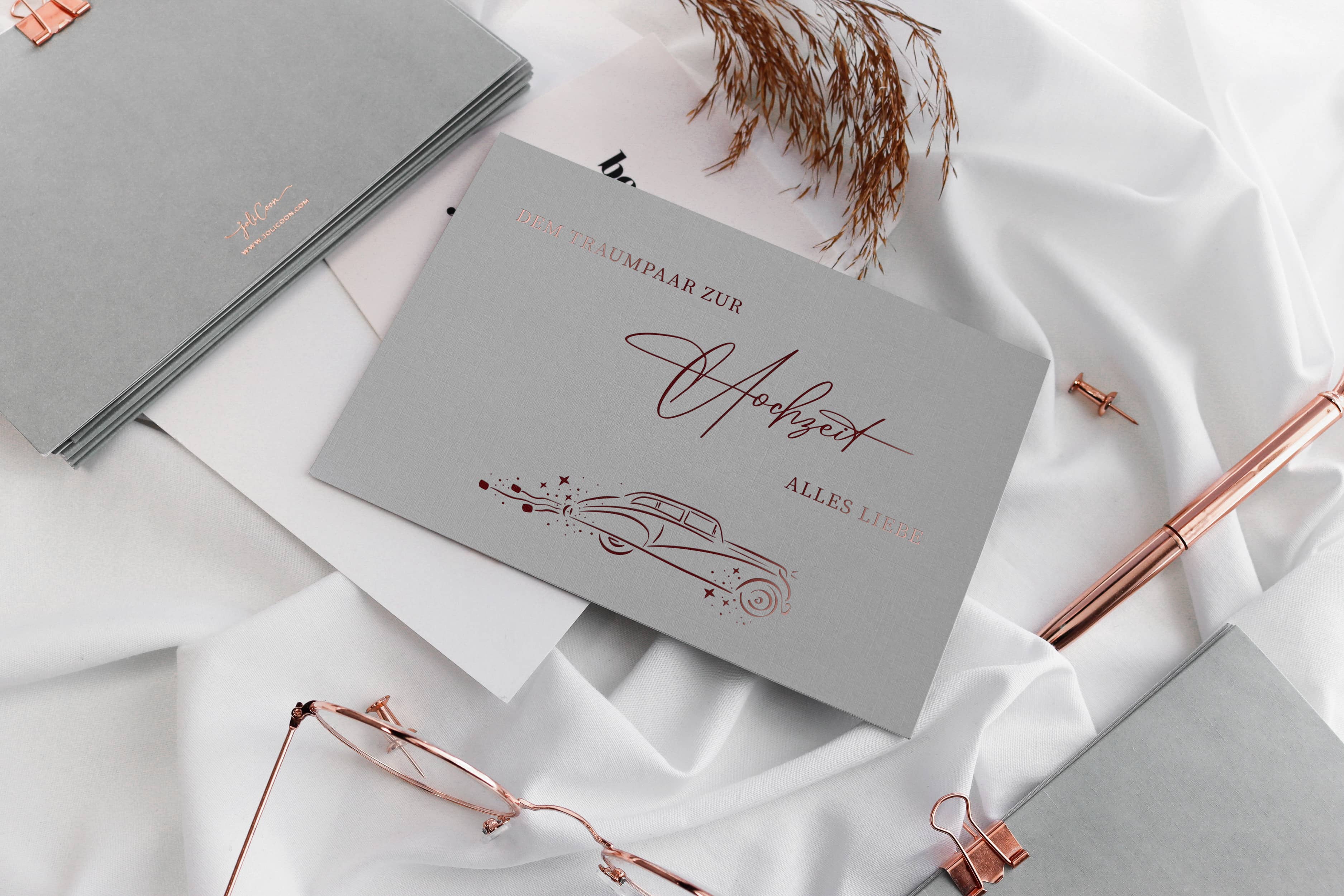 Dem Traumpaar zur Hochzeit alles Liebe - Hochzeit Karte GREY