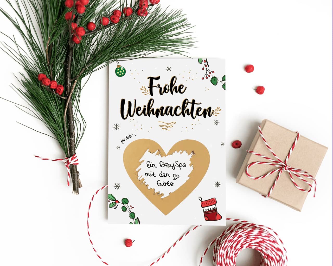 Rubbelkarte Weihnachten Mistelzweig