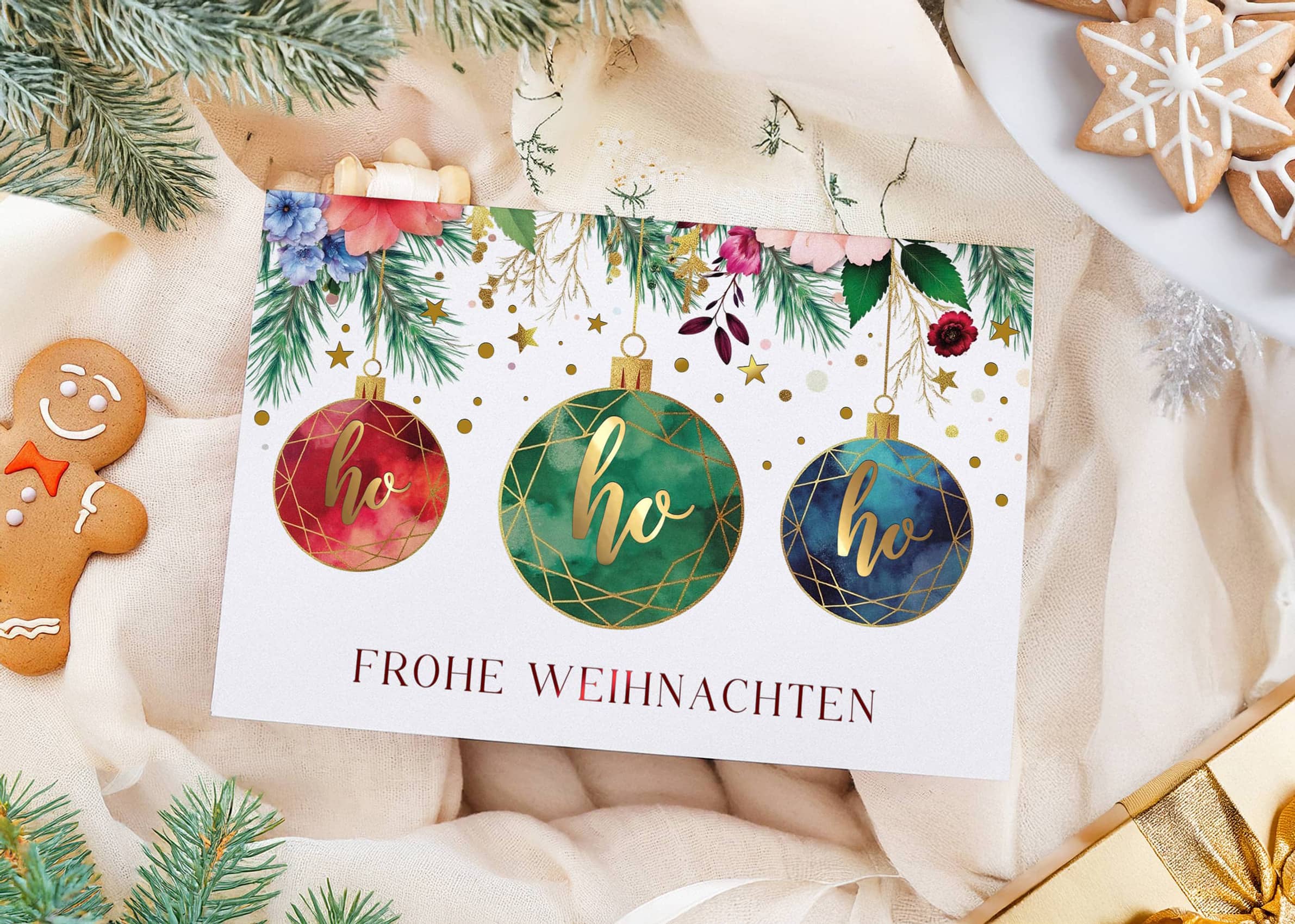 HoHoHo Weihnachtskarte ELEGANT