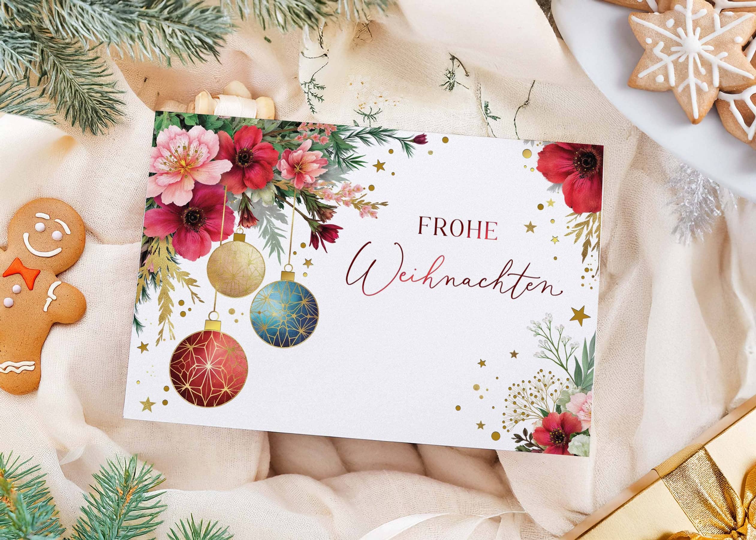 Karte Frohe Weihnachten Elegant mit Kuvert und Siegel JoliCoon