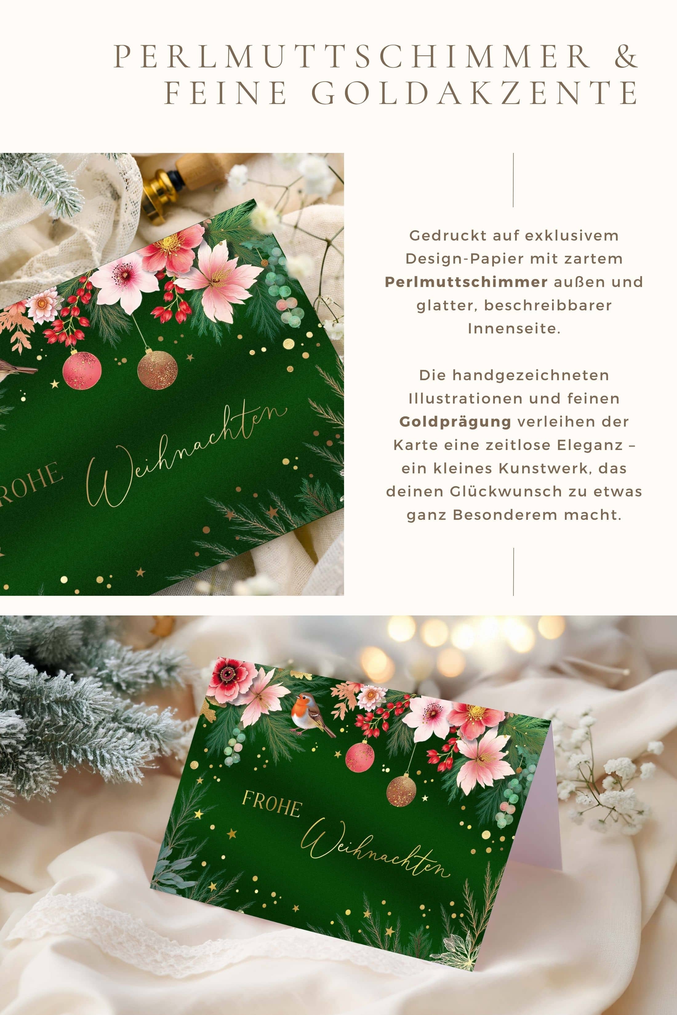 Weihnachtskarte ELEGANT Frohe Weihnachten grün