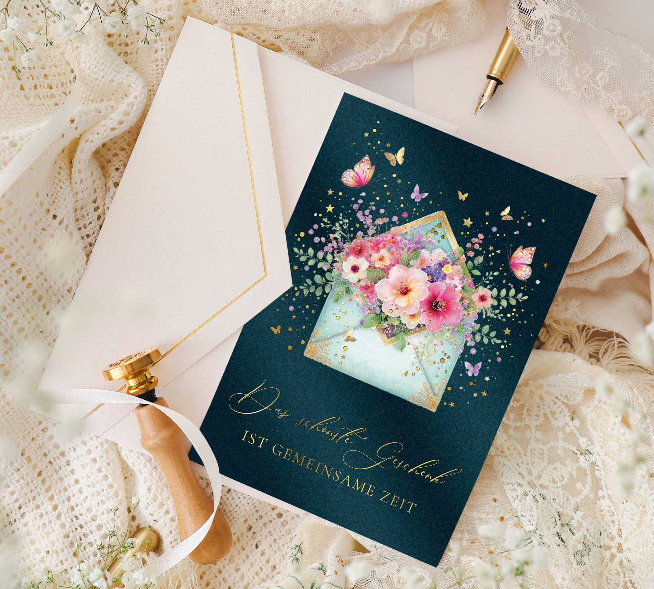 Gemeinsame Zeit Karte Stardust mit Kuvert und Siegel JoliCoon