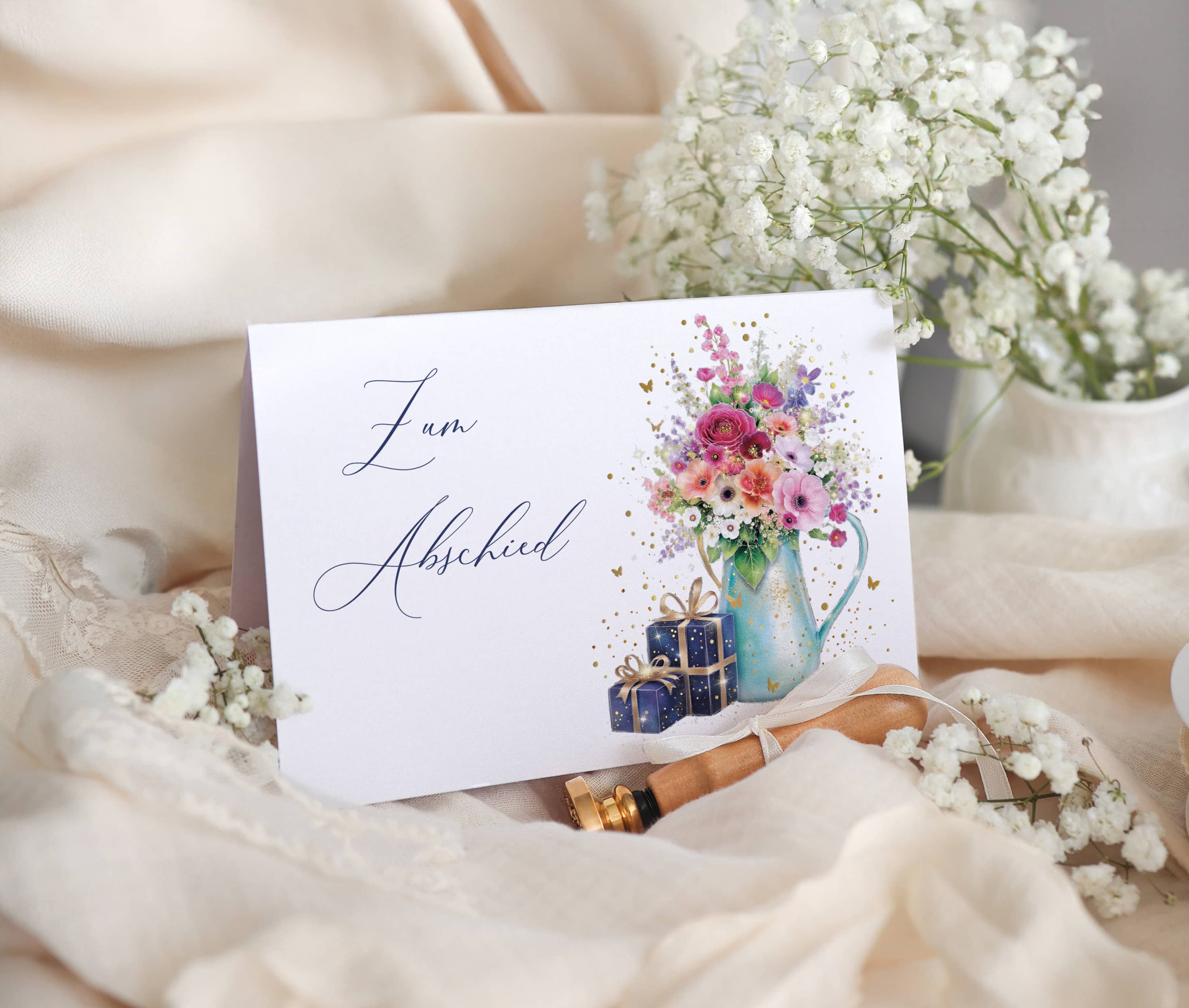 Karte Abschied Stardust mit Kuvert und Siegel JoliCoon