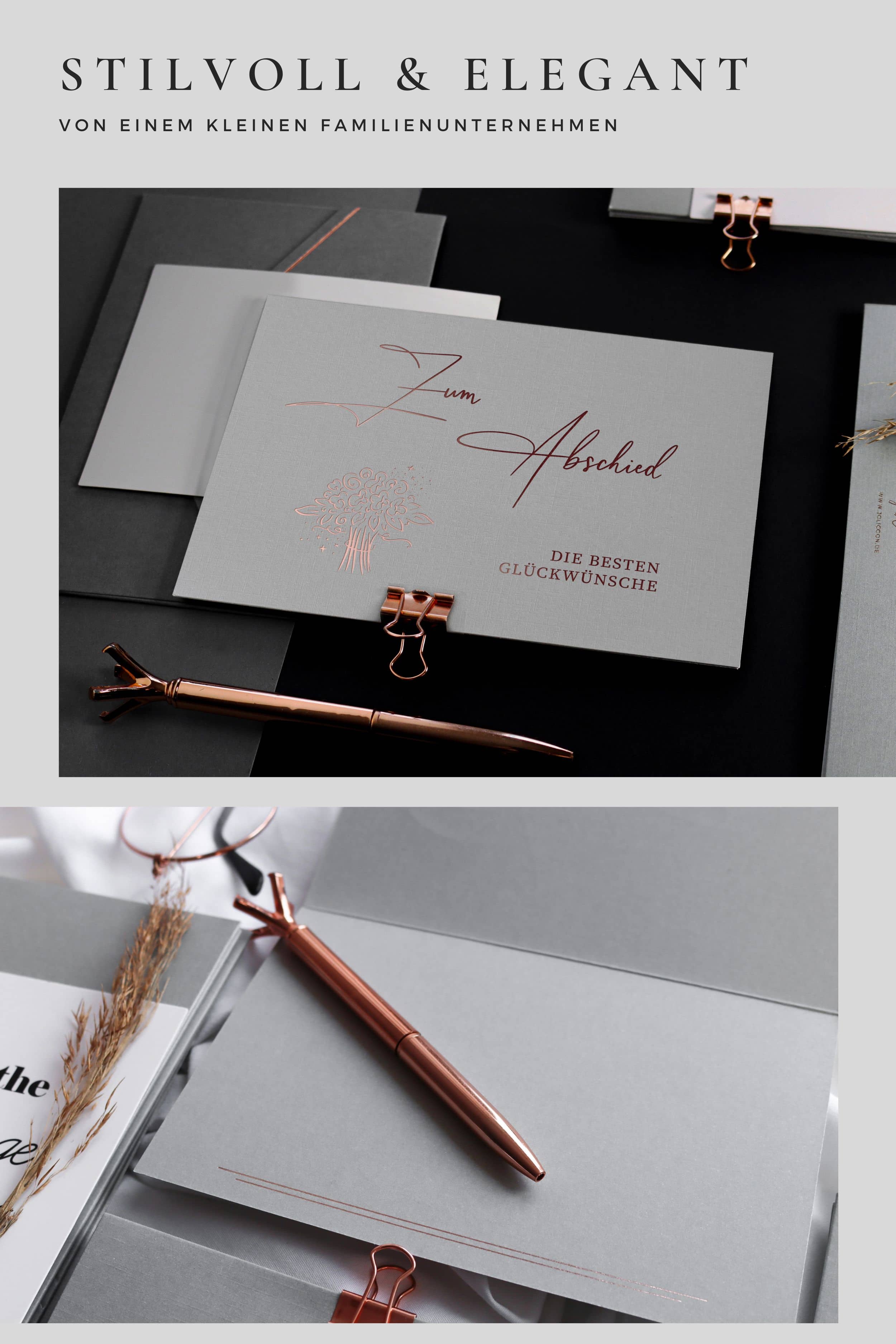 Abschiedskarte GREY mit Kuvert und Wachssiegel