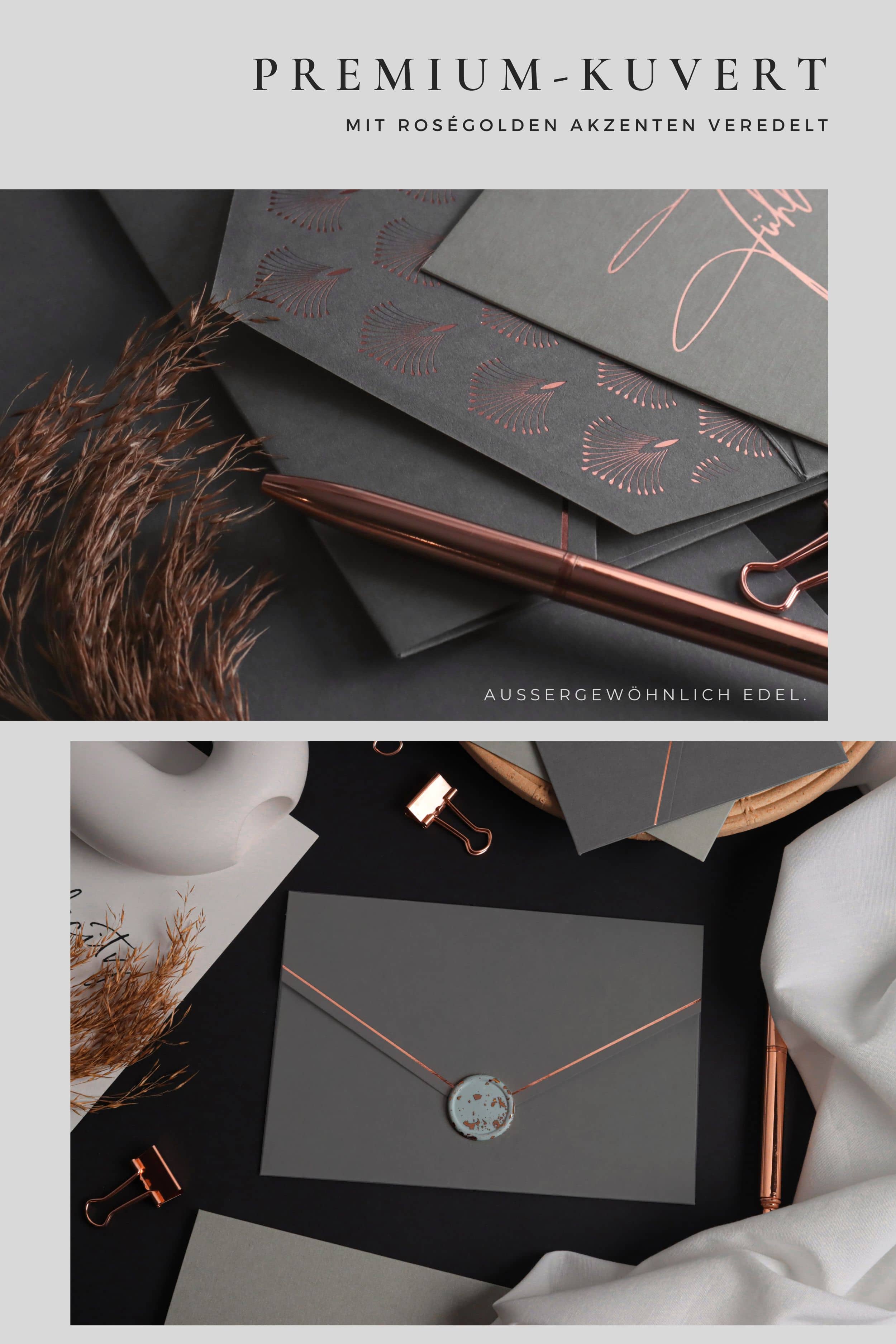 Abschiedskarte GREY mit Kuvert und Wachssiegel