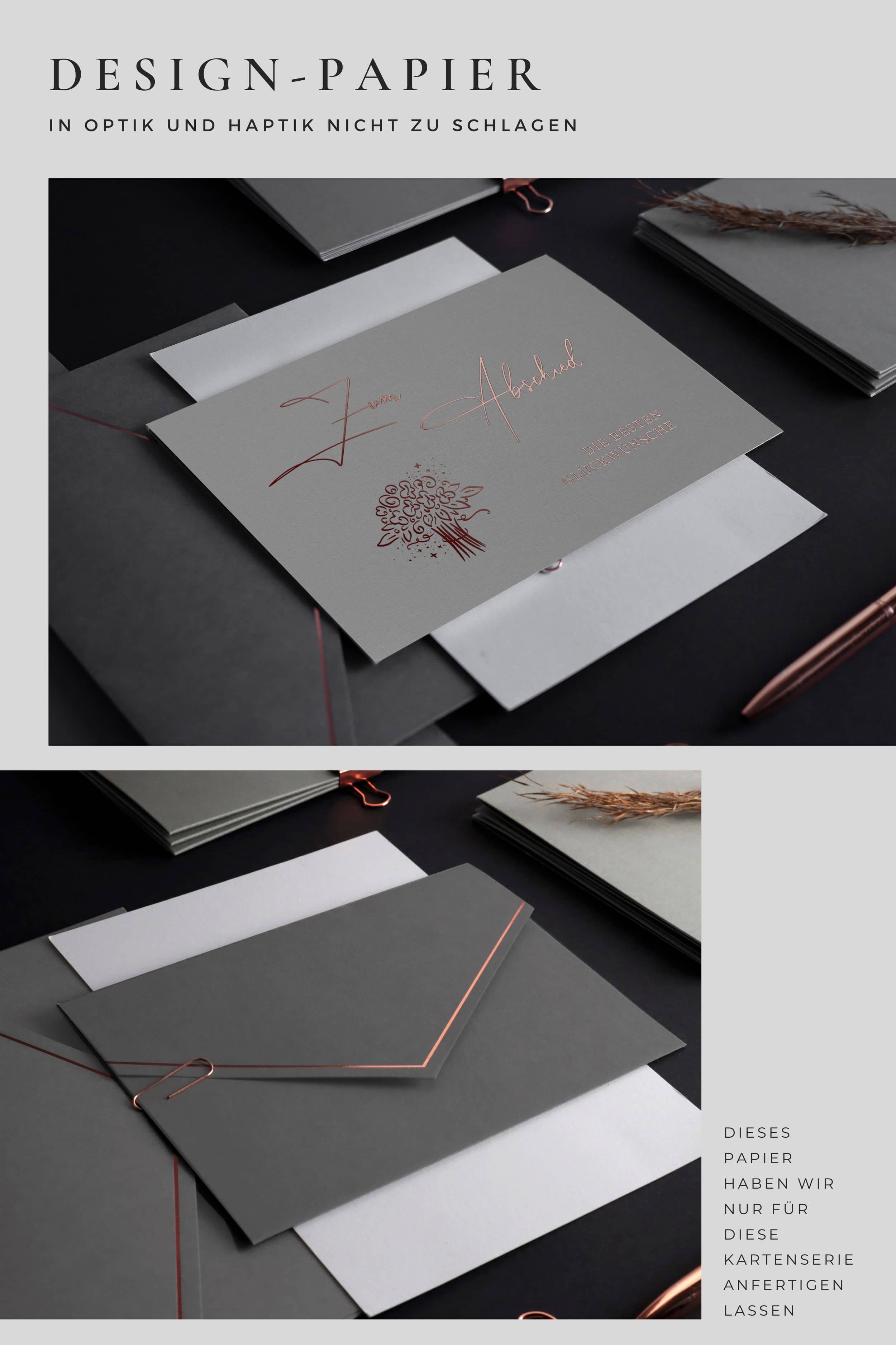 Abschiedskarte GREY mit Kuvert und Wachssiegel