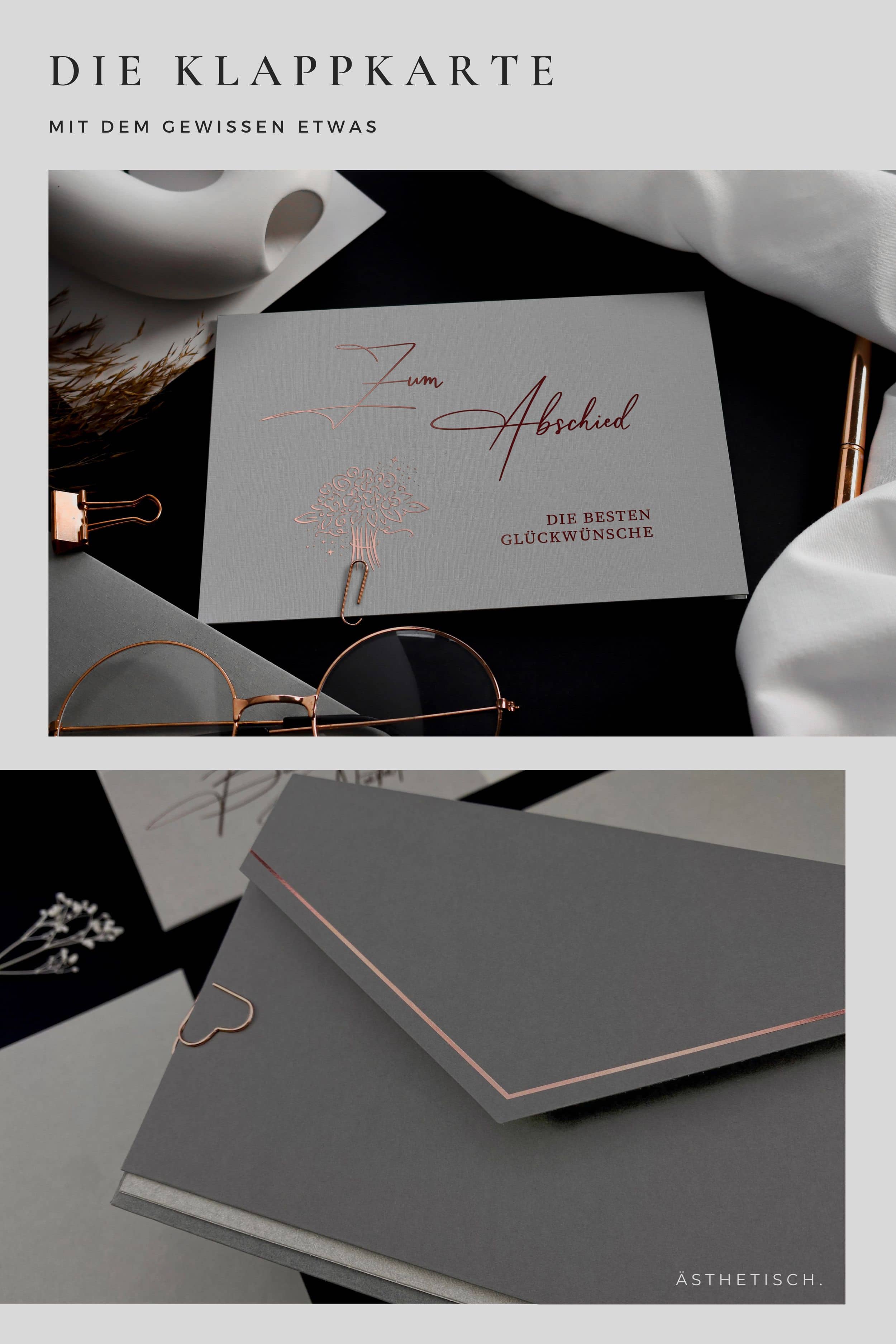 Abschiedskarte GREY mit Kuvert und Wachssiegel